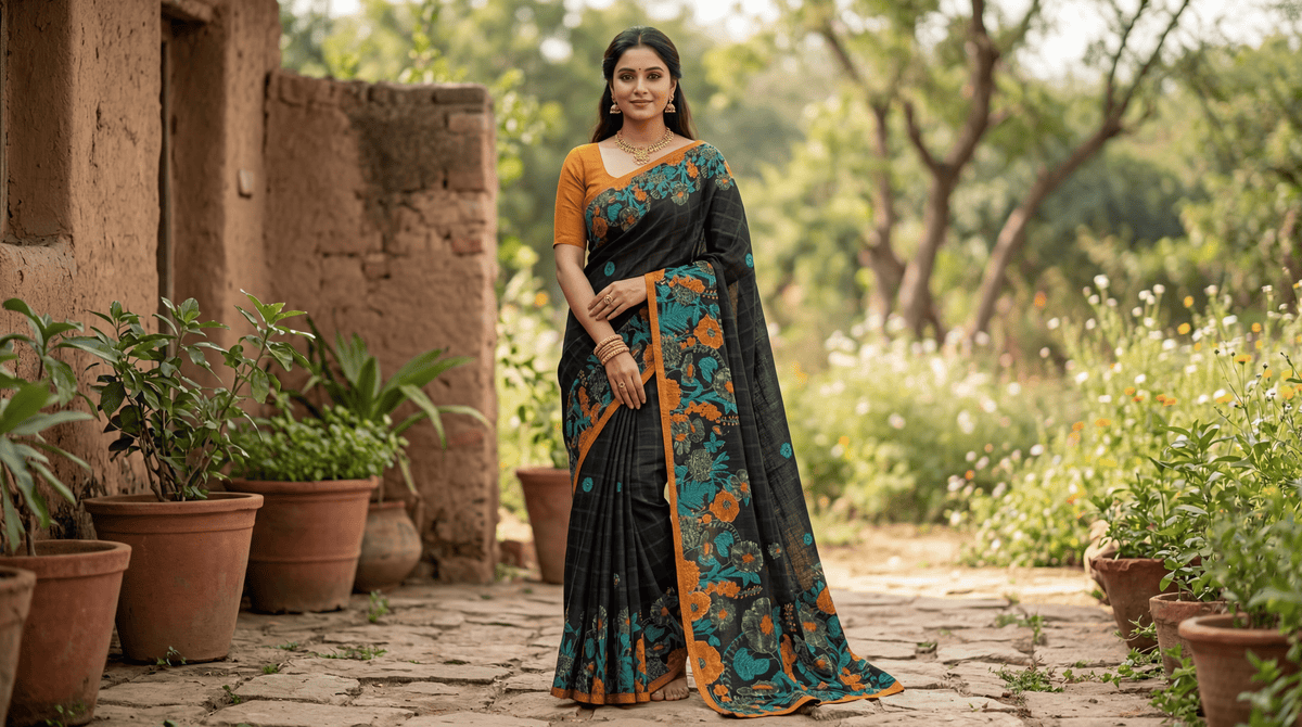 Woman wearing a Karishma saree