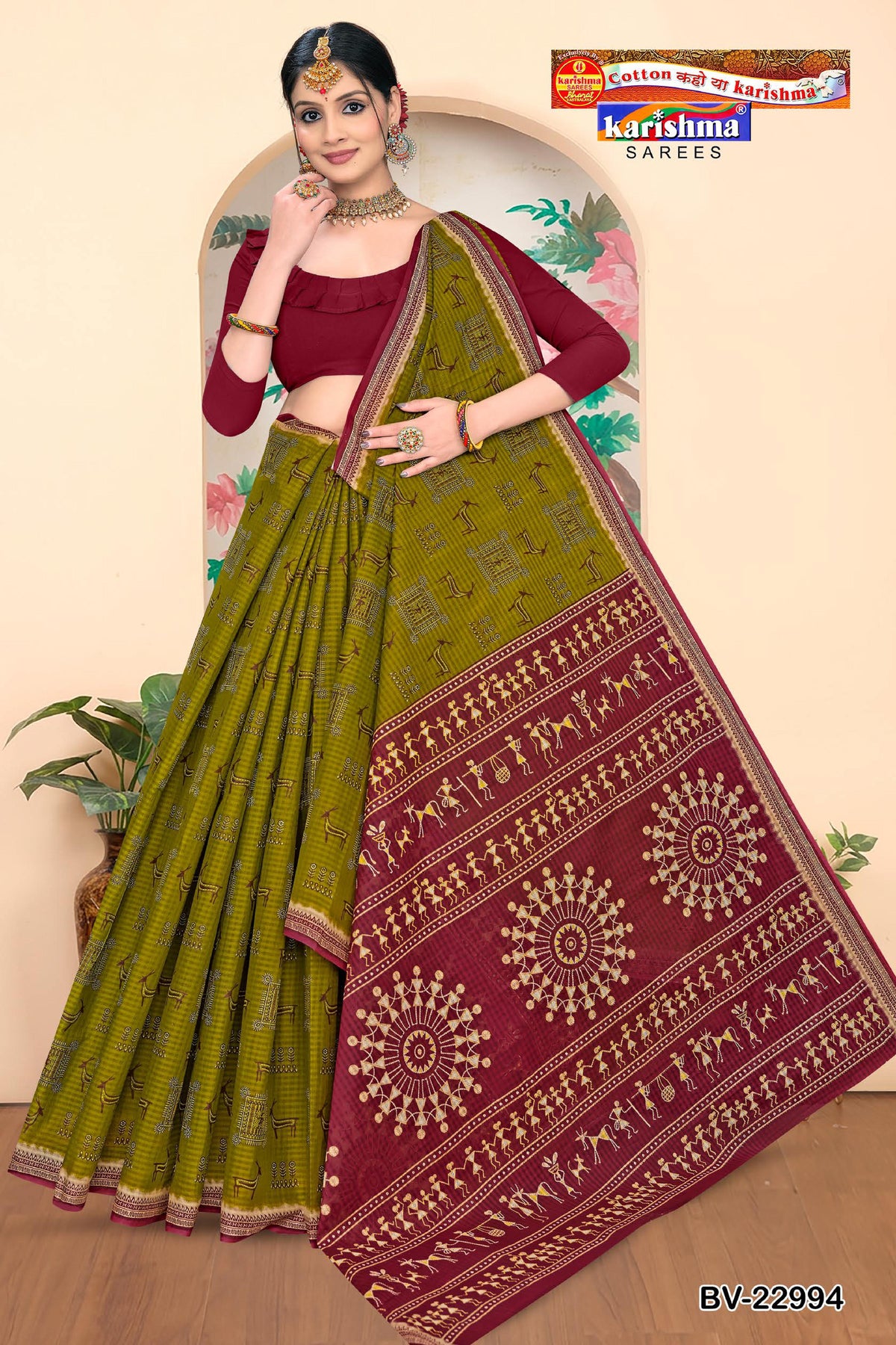 Warli Sun Border Mulmul Saree