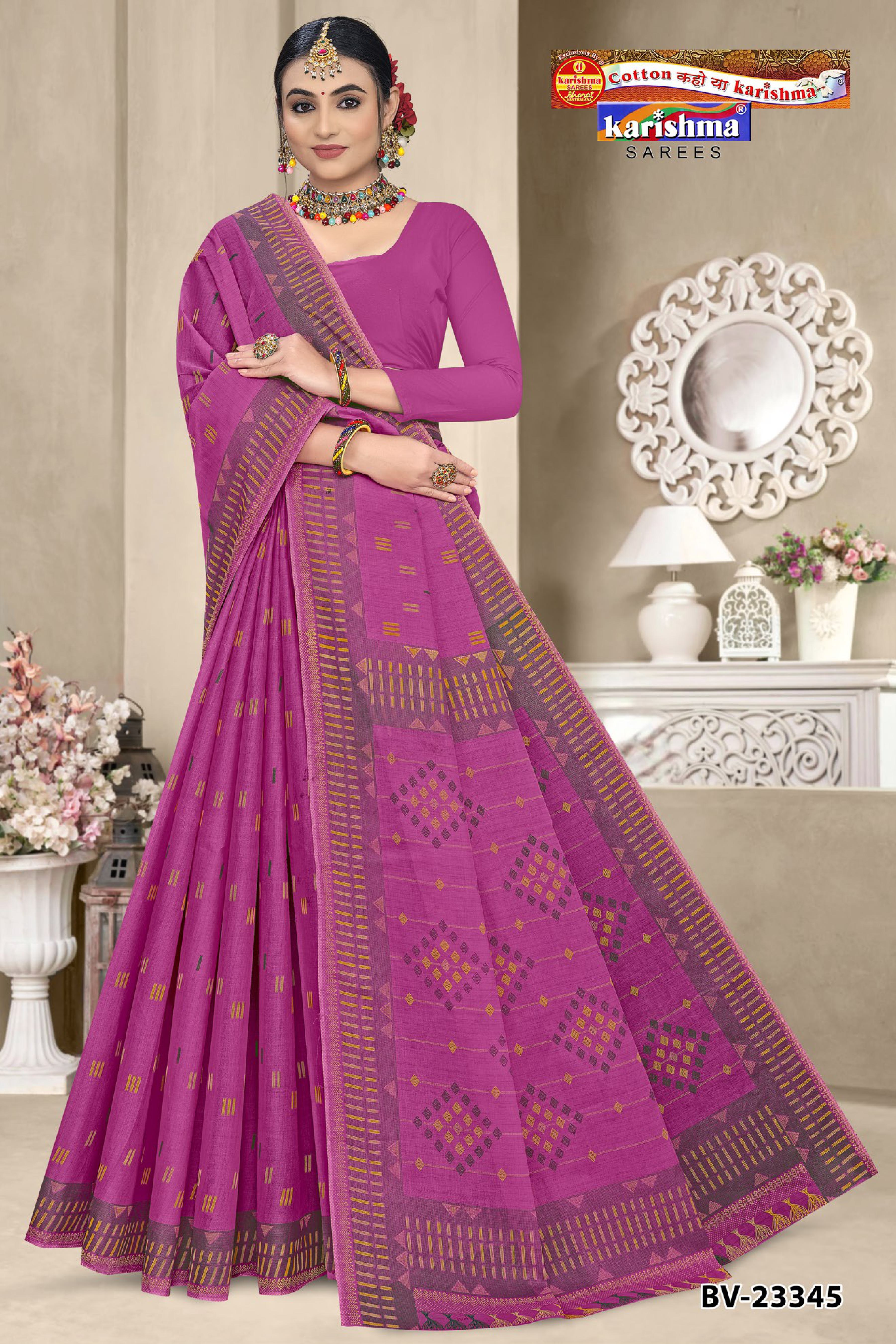 Diamond Panel Border Mulmul Saree