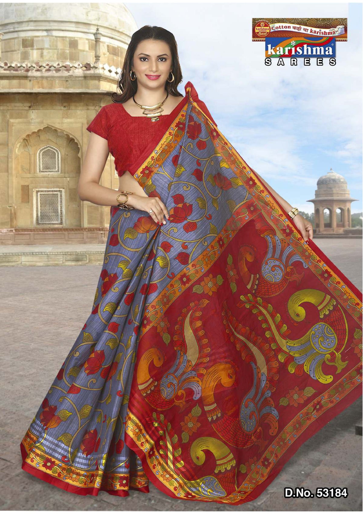 Gray Pure Coton Mulmul (Stiff) Saree With Figure Print