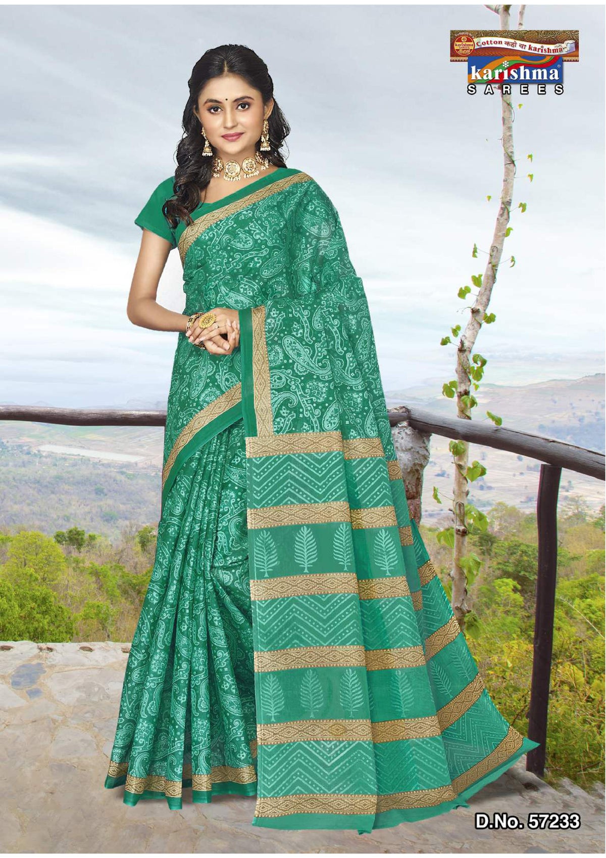 Paisley Zigzag Stripe Mulmul Saree