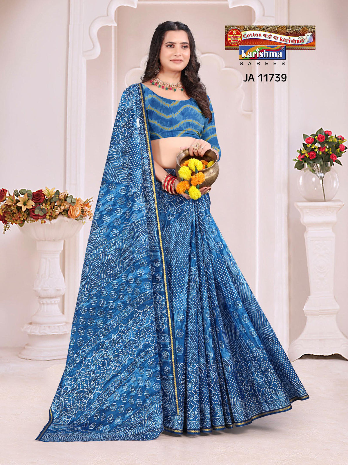 Bandhani Dot Wave Malai Saree