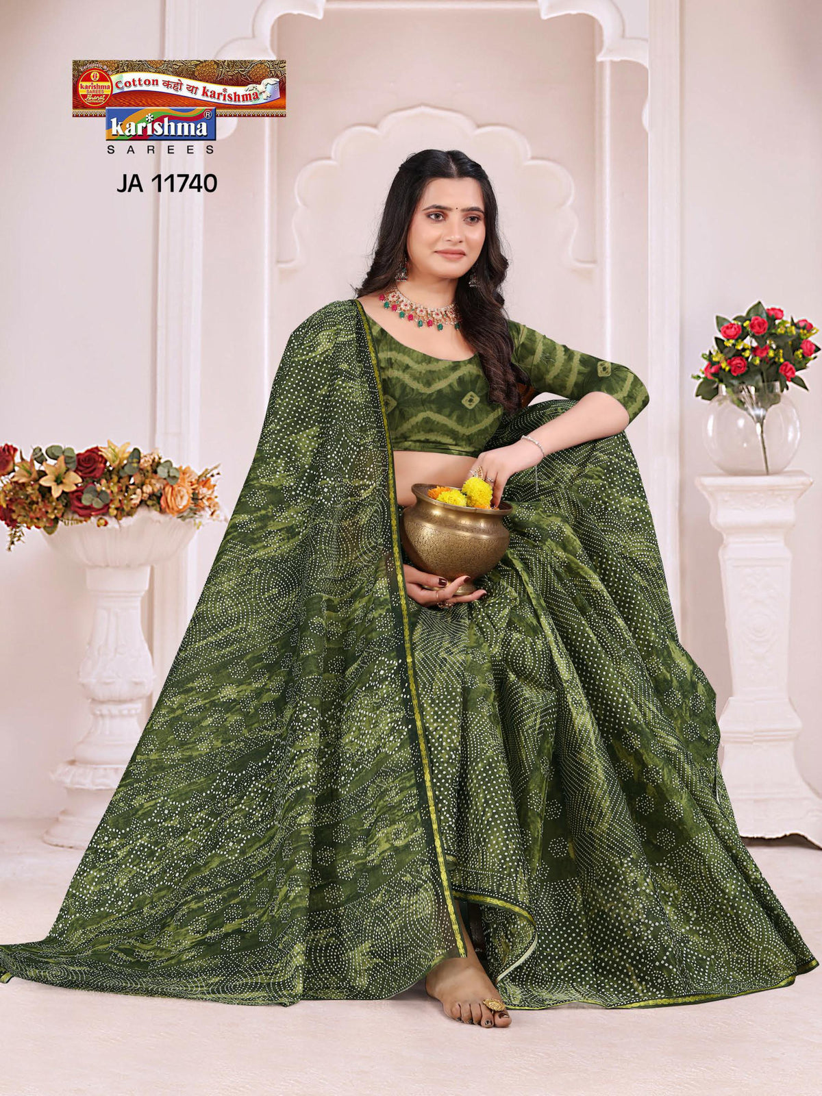 Bandhani Scale Dot Malai Saree