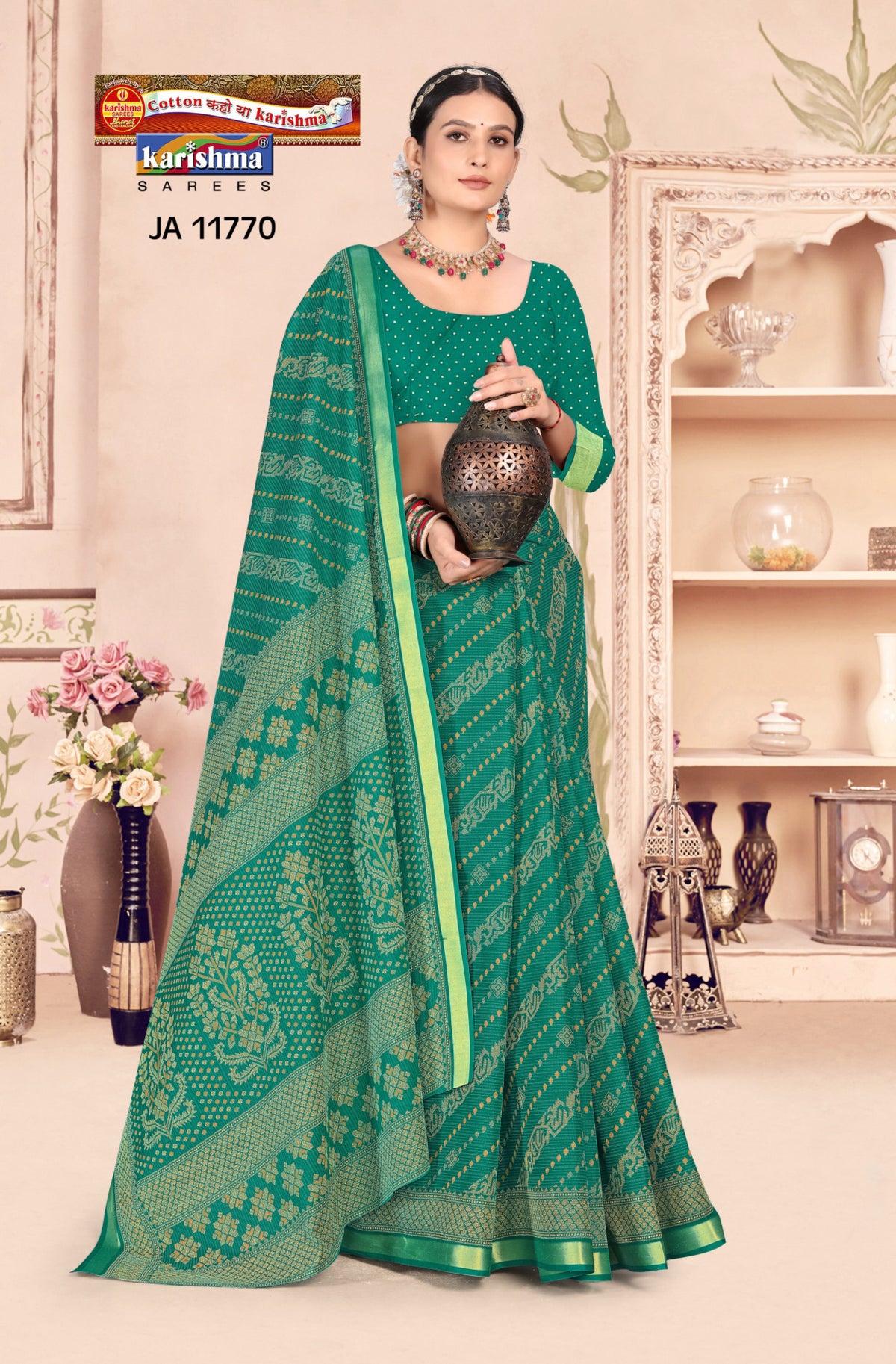 Diamond Diagonal Stripe Mulmul Saree