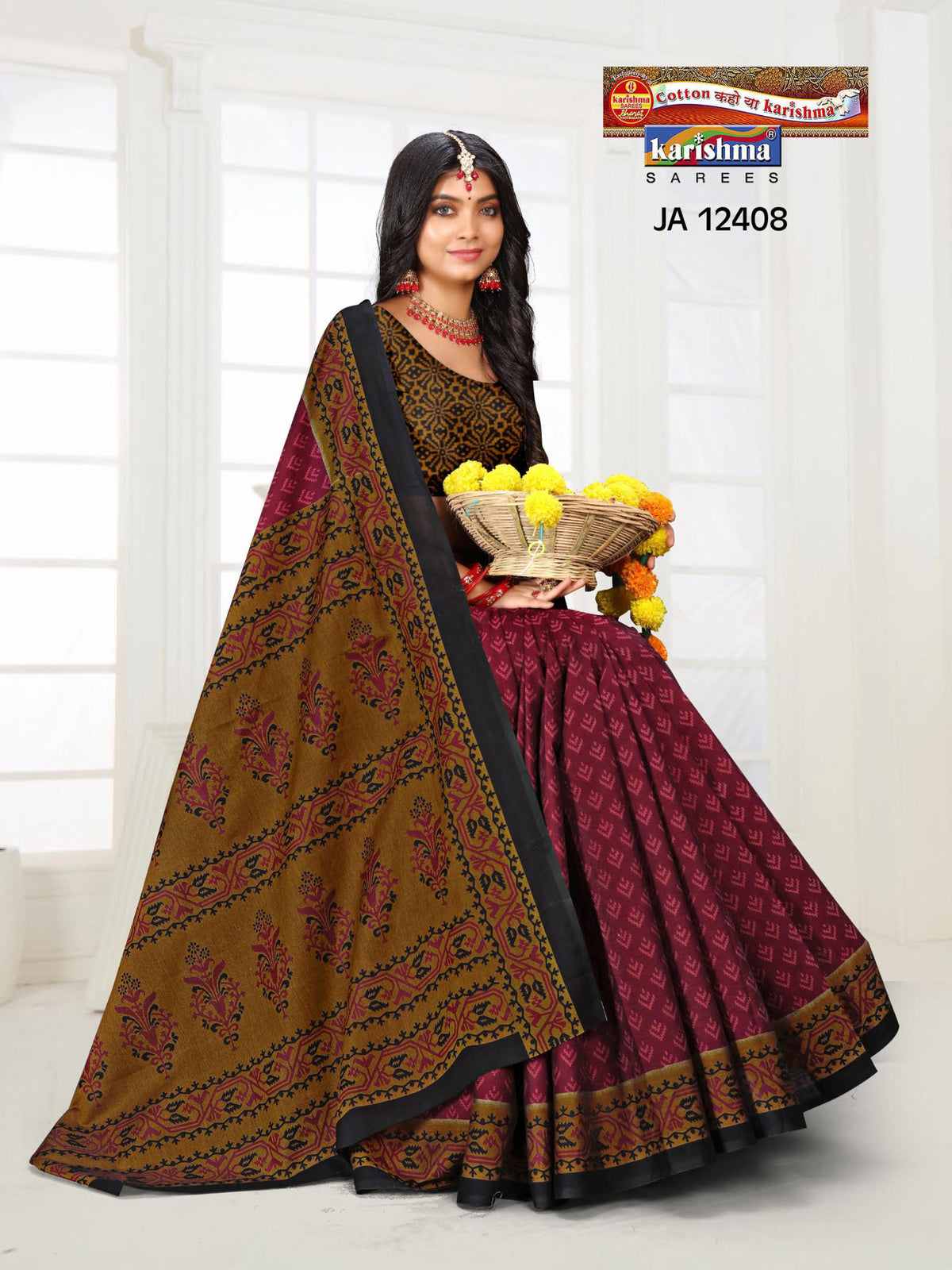 Paisley Border Pallu Muslin Saree