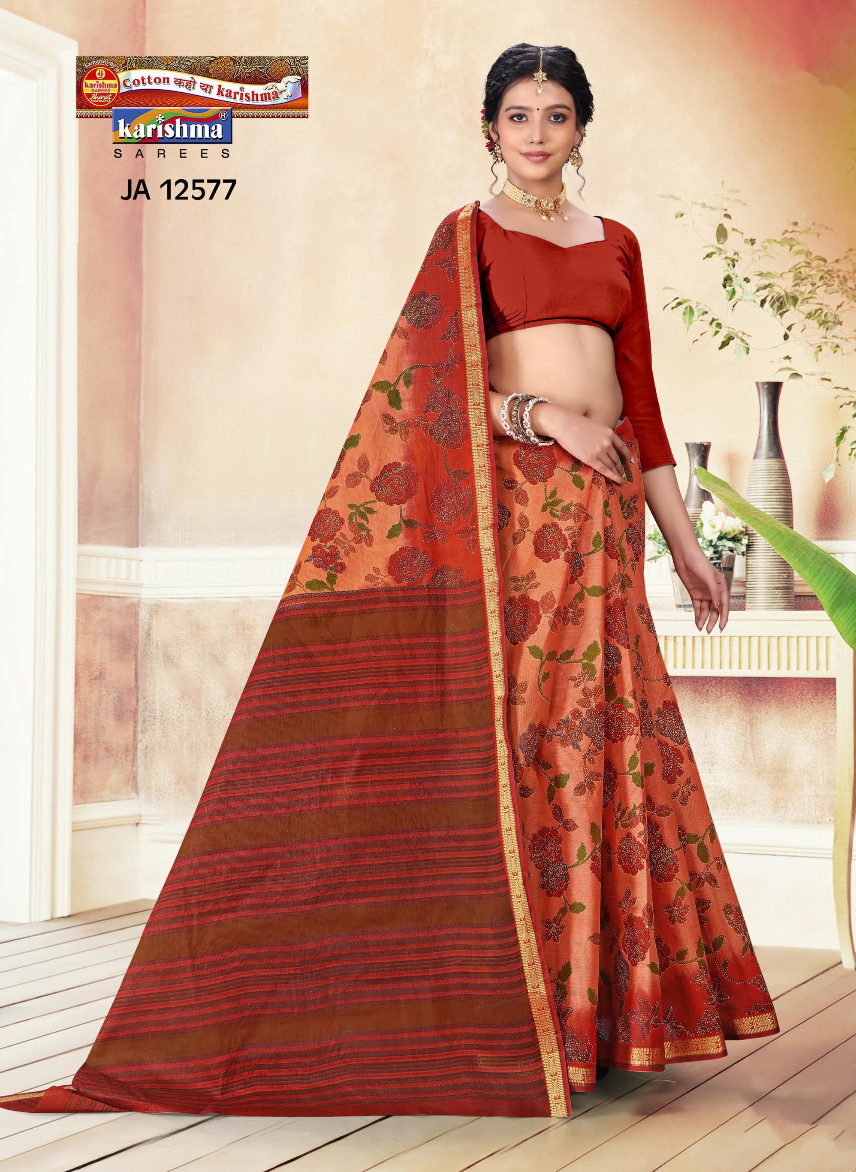 Floral Cluster Panel Mulmul Saree