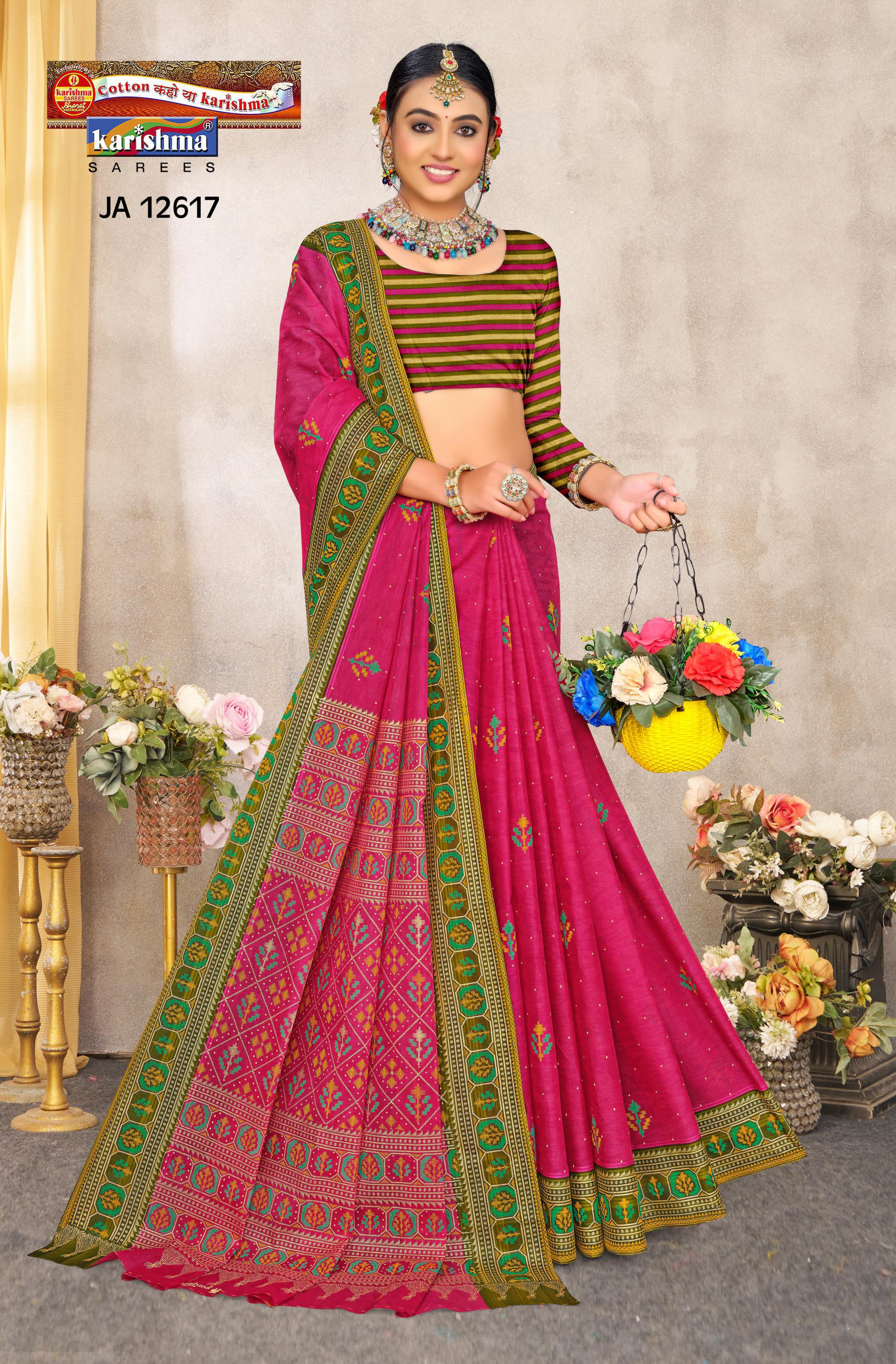 Floral Diamond Trellis Malai Saree