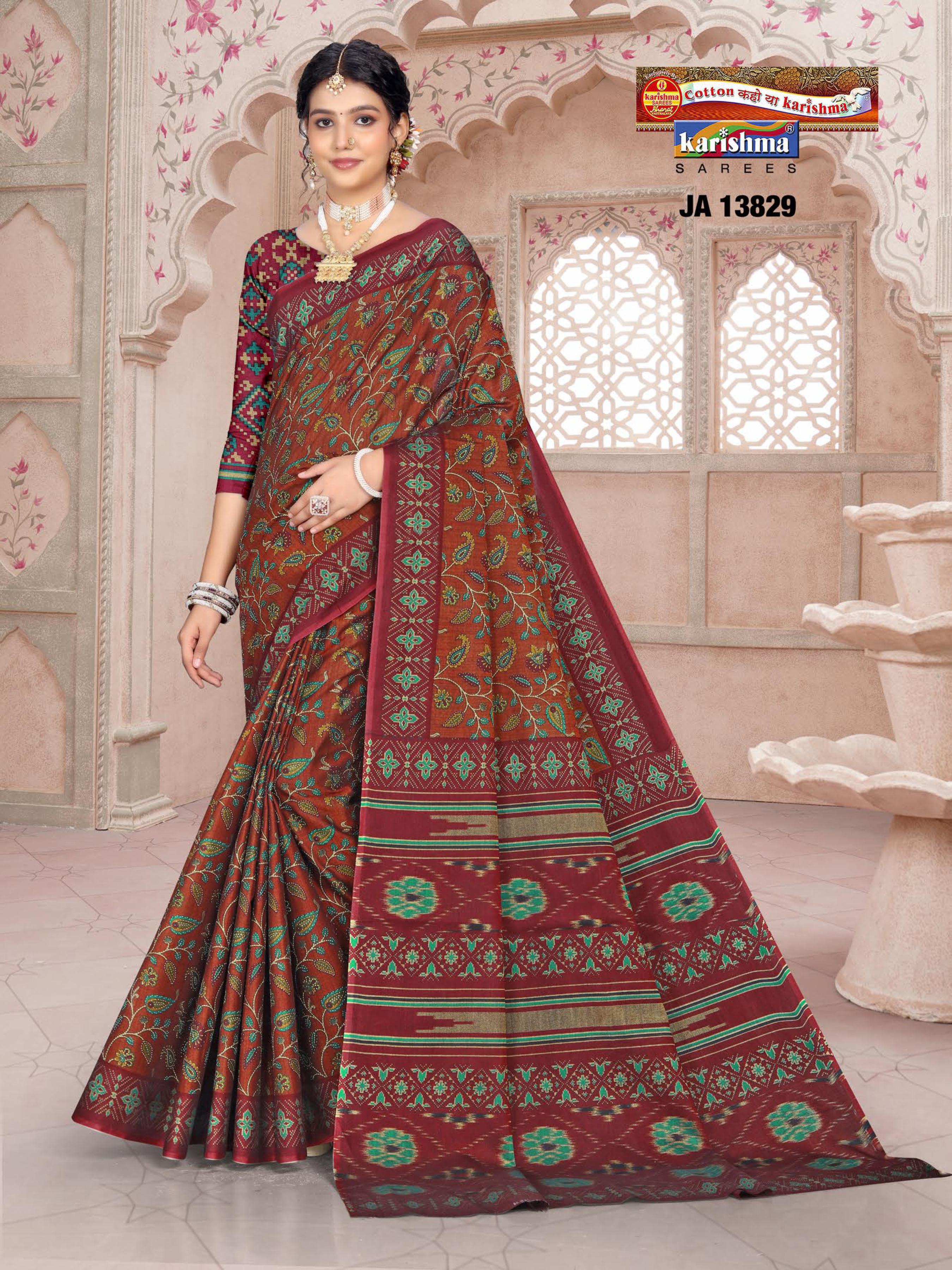 Paisley Floral Medallion Muslin Saree