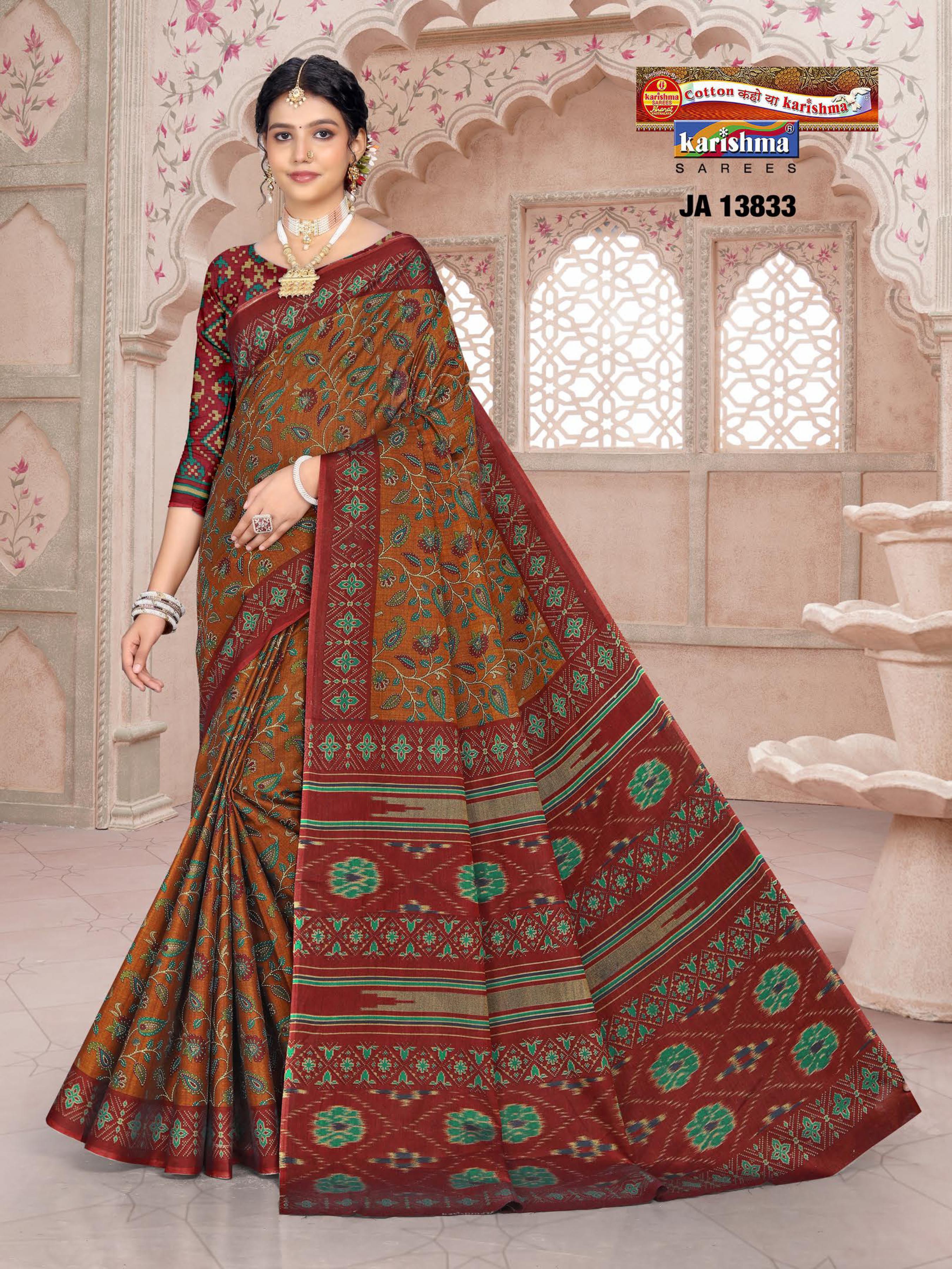 Paisley Floral Corner Muslin Saree