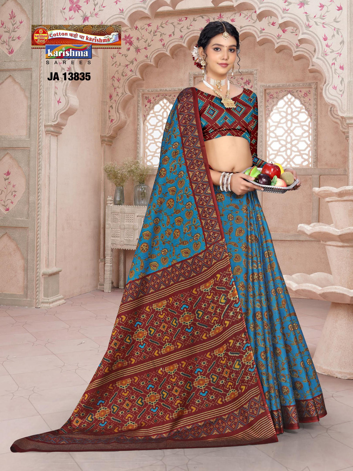 Paisley Floral Cluster Muslin Saree