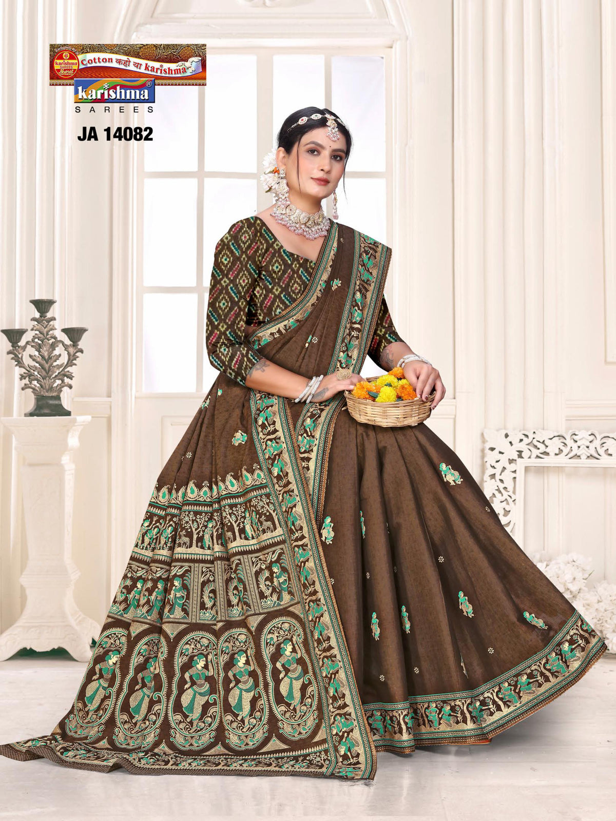 Temple Dancer Panel Muslin Saree