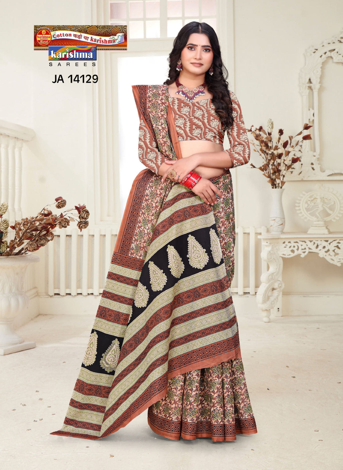 Orange Pure Cotton Malai (Soft) Saree With Beautifull Floral Print And Elegant Look