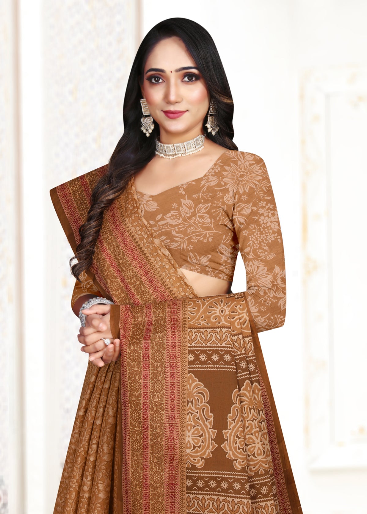 Temple Arch Border Mulmul Saree