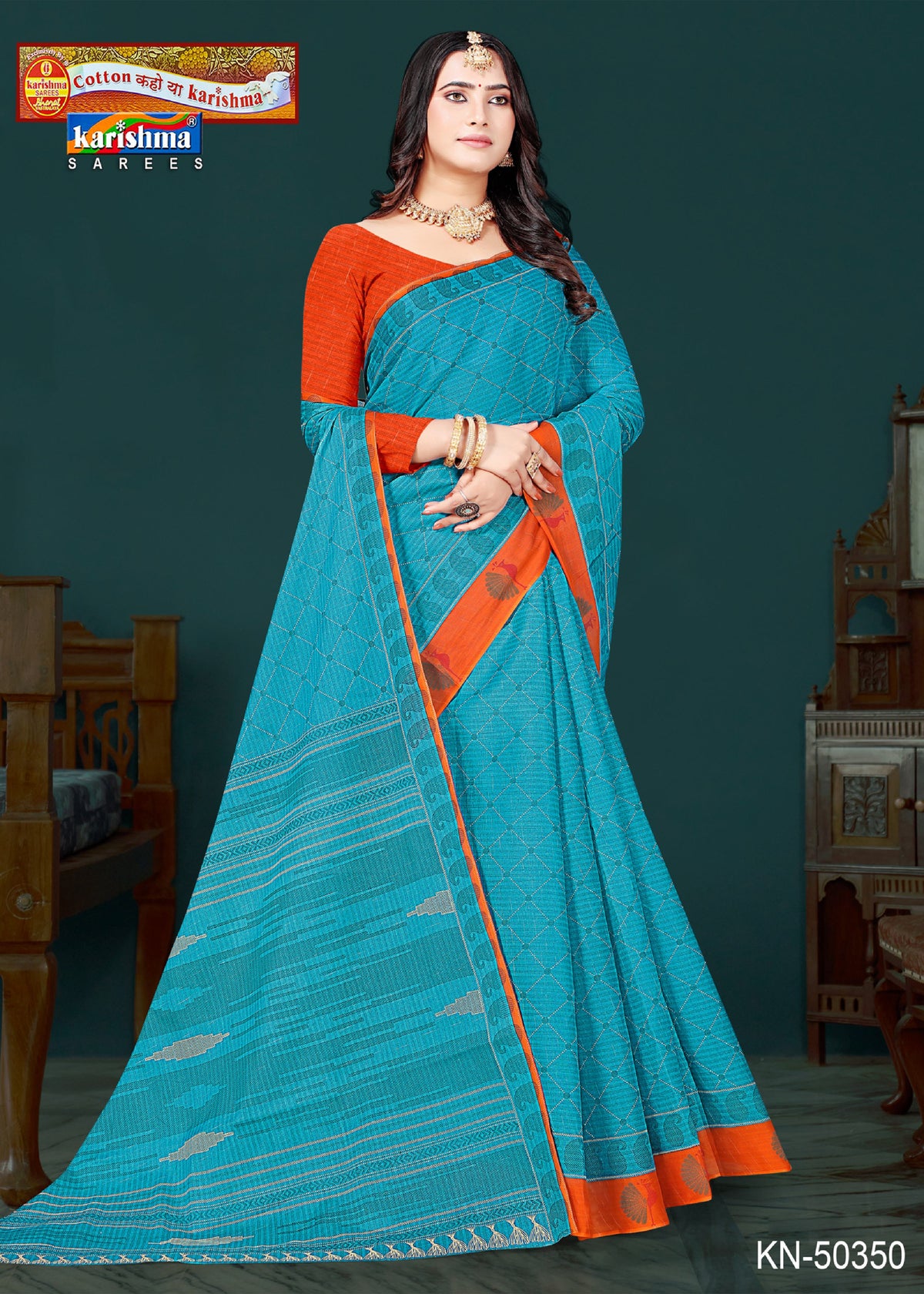 Stripe Check Border Mulmul Saree