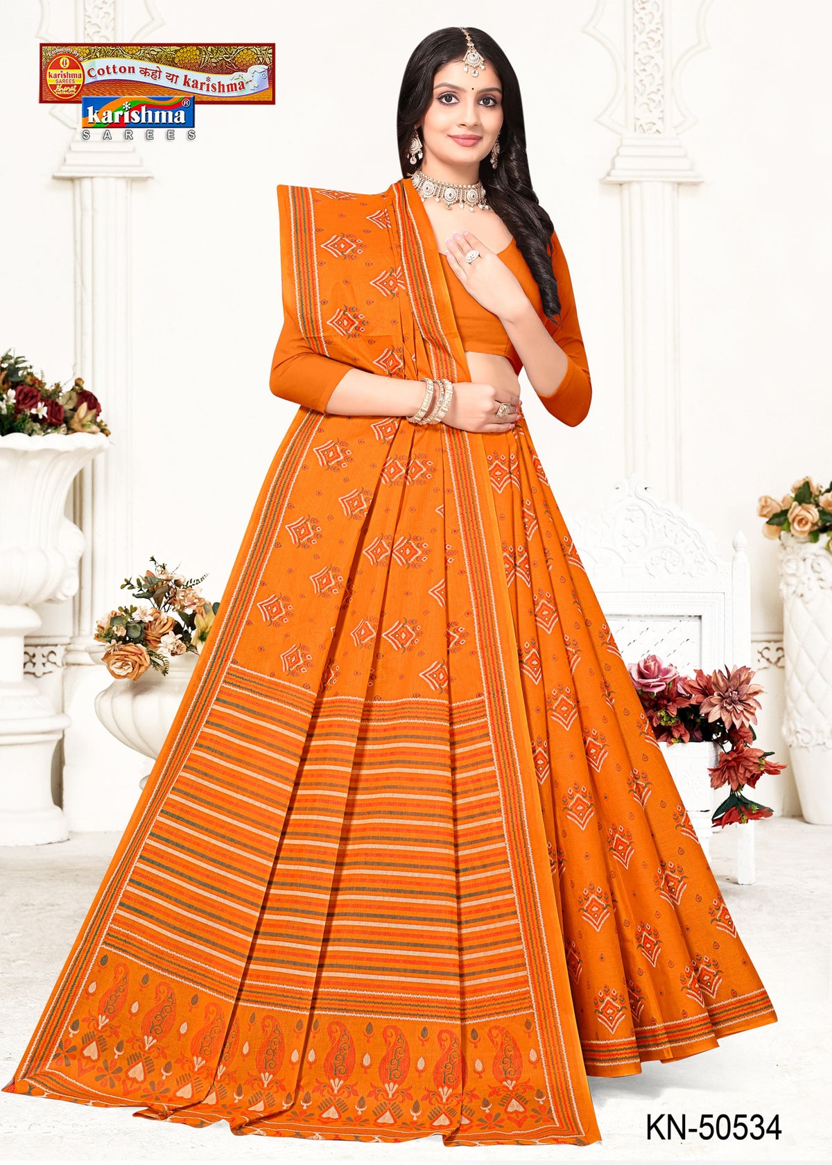 Buti Grid Stripe Mulmul Saree
