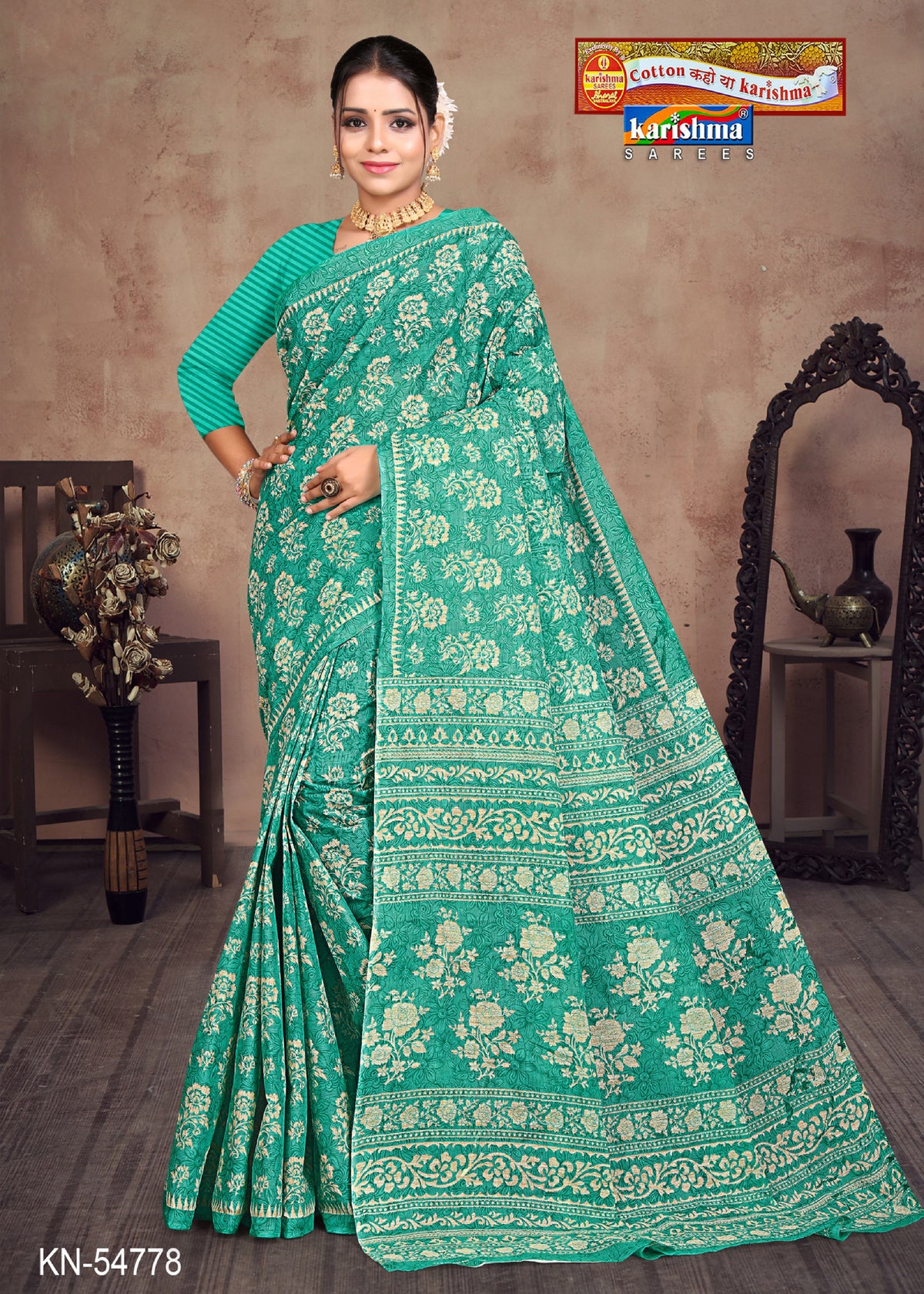 Floral Bouquet Jaal Mulmul Saree