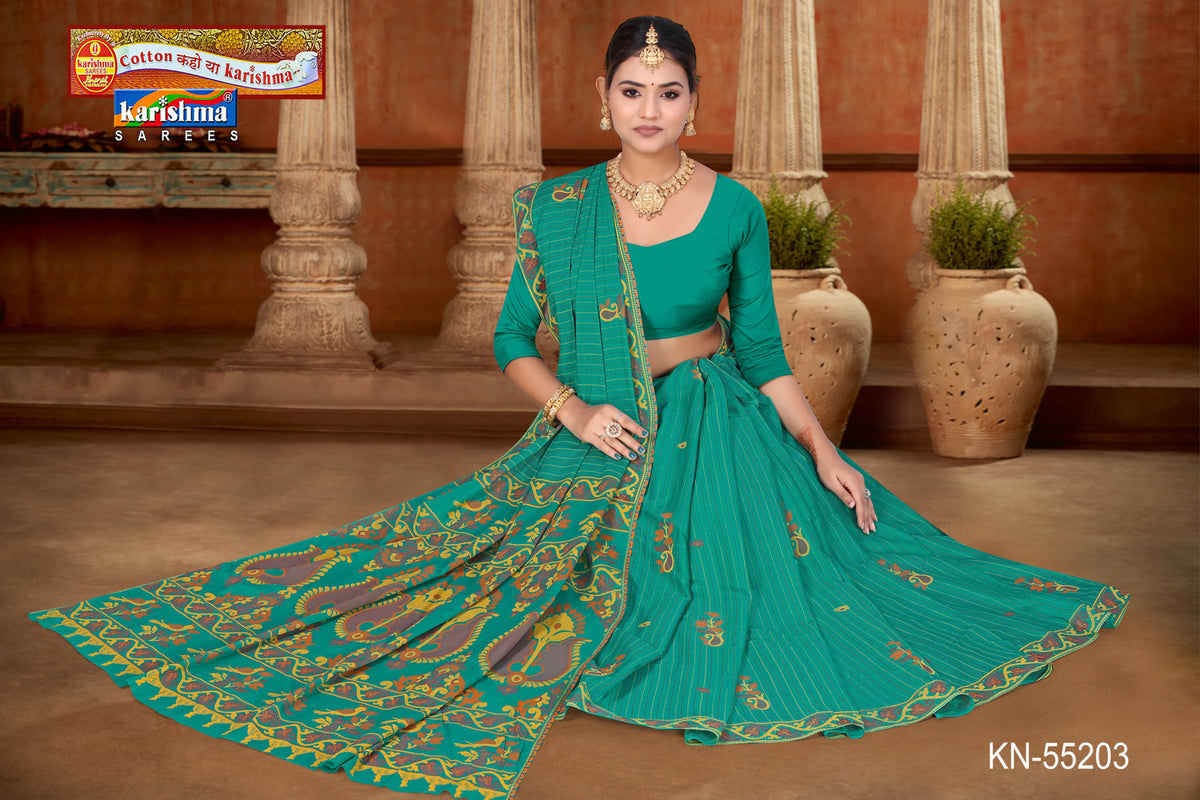 Vine Medallion Border Mulmul Saree