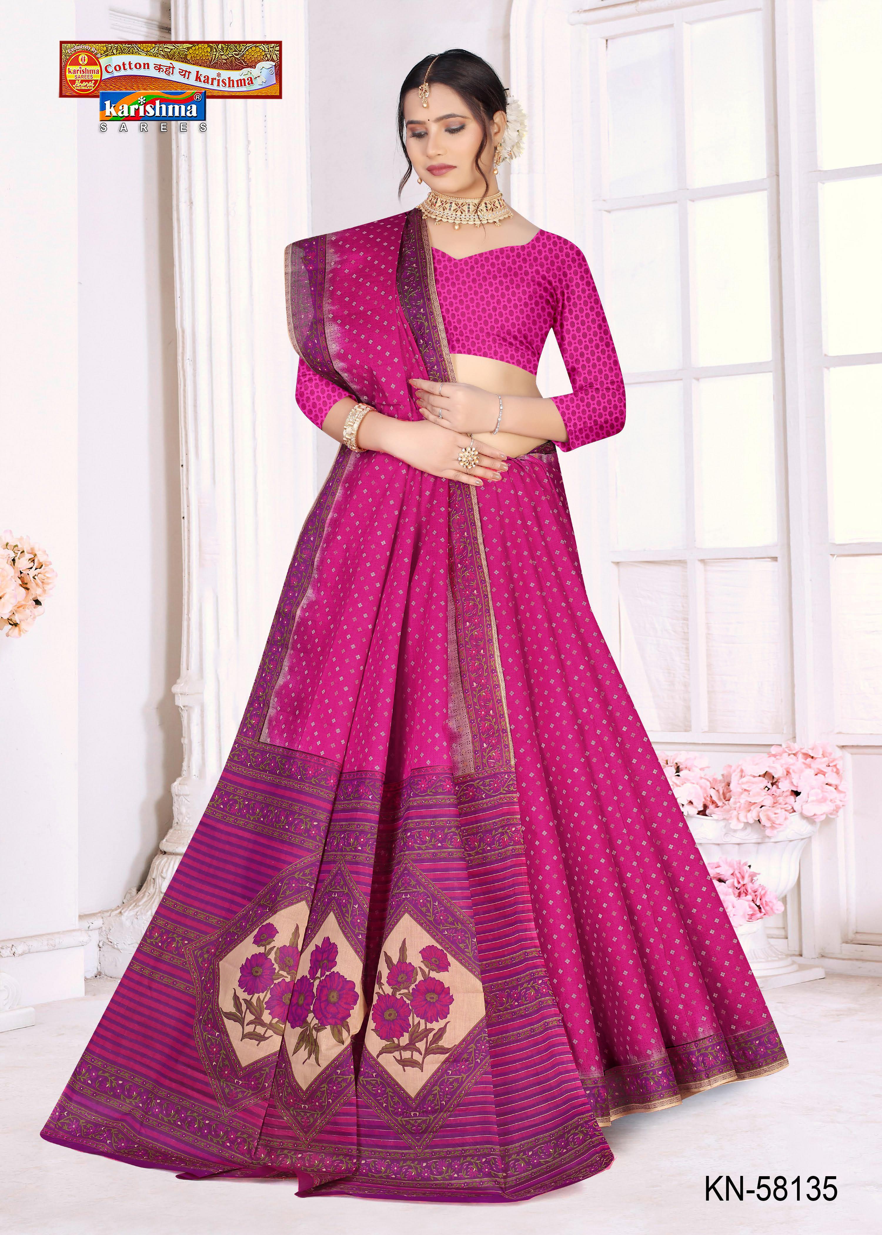 Butti Grid Rose Panel Mulmul Saree