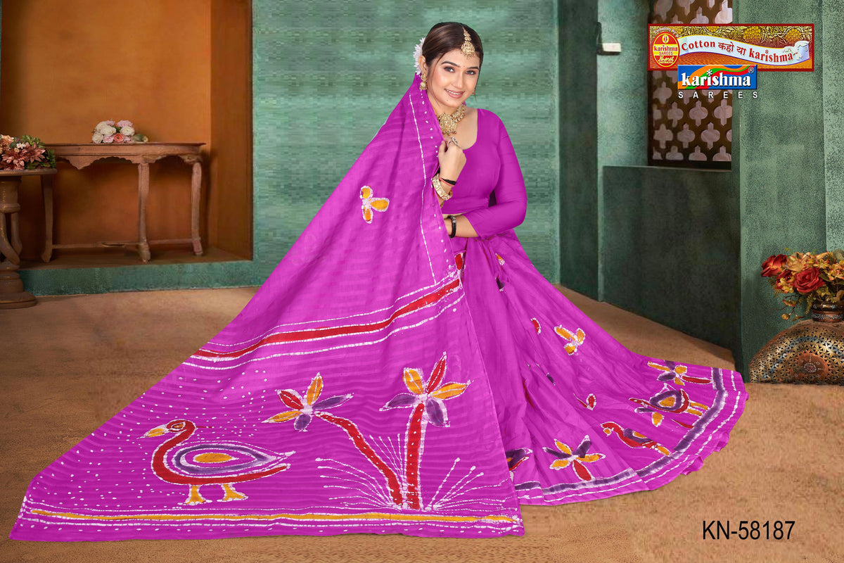 Duck Floral Pallu Mulmul Saree