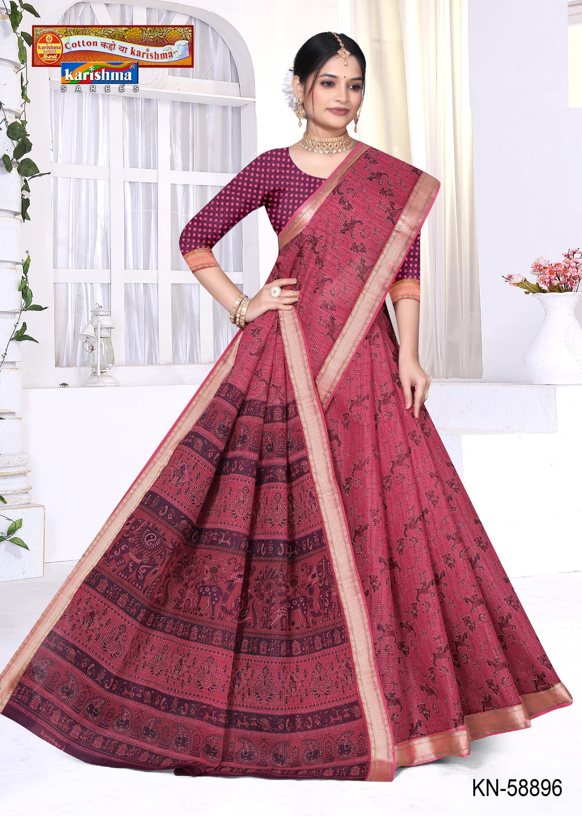 Warli Dance Zari Border Mulmul Saree