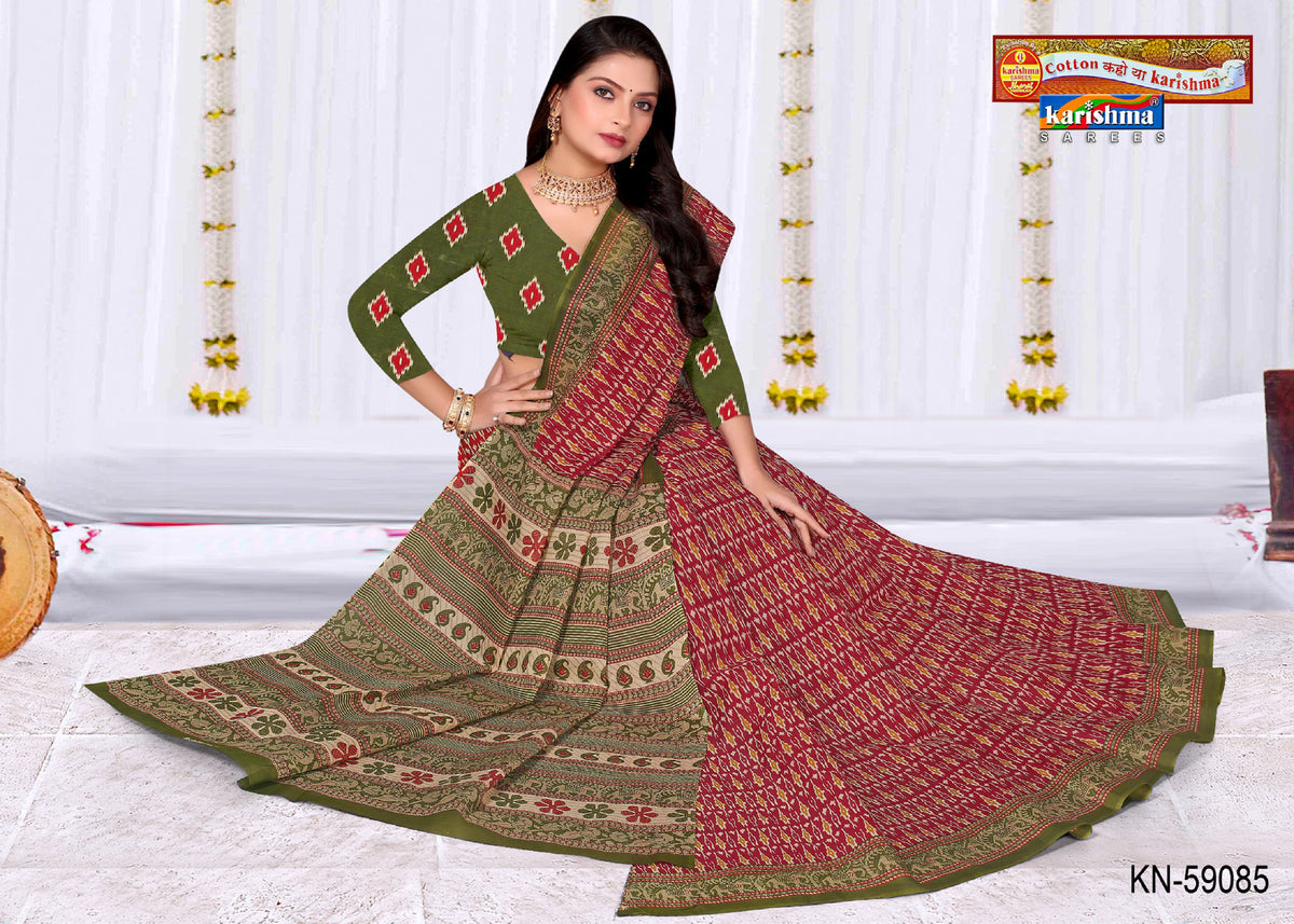 Ikat Elephant Panel Mulmul Saree