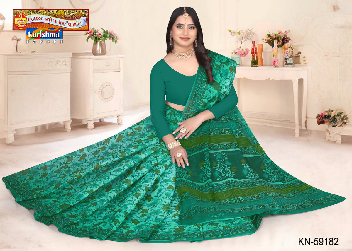 Big Bloom Vine Border Mulmul Saree