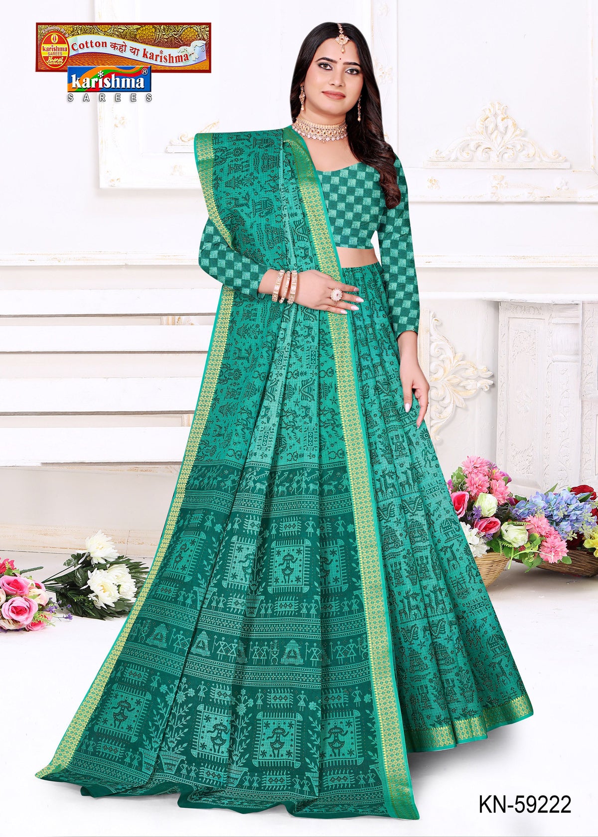 Warli Block Border Mulmul Saree