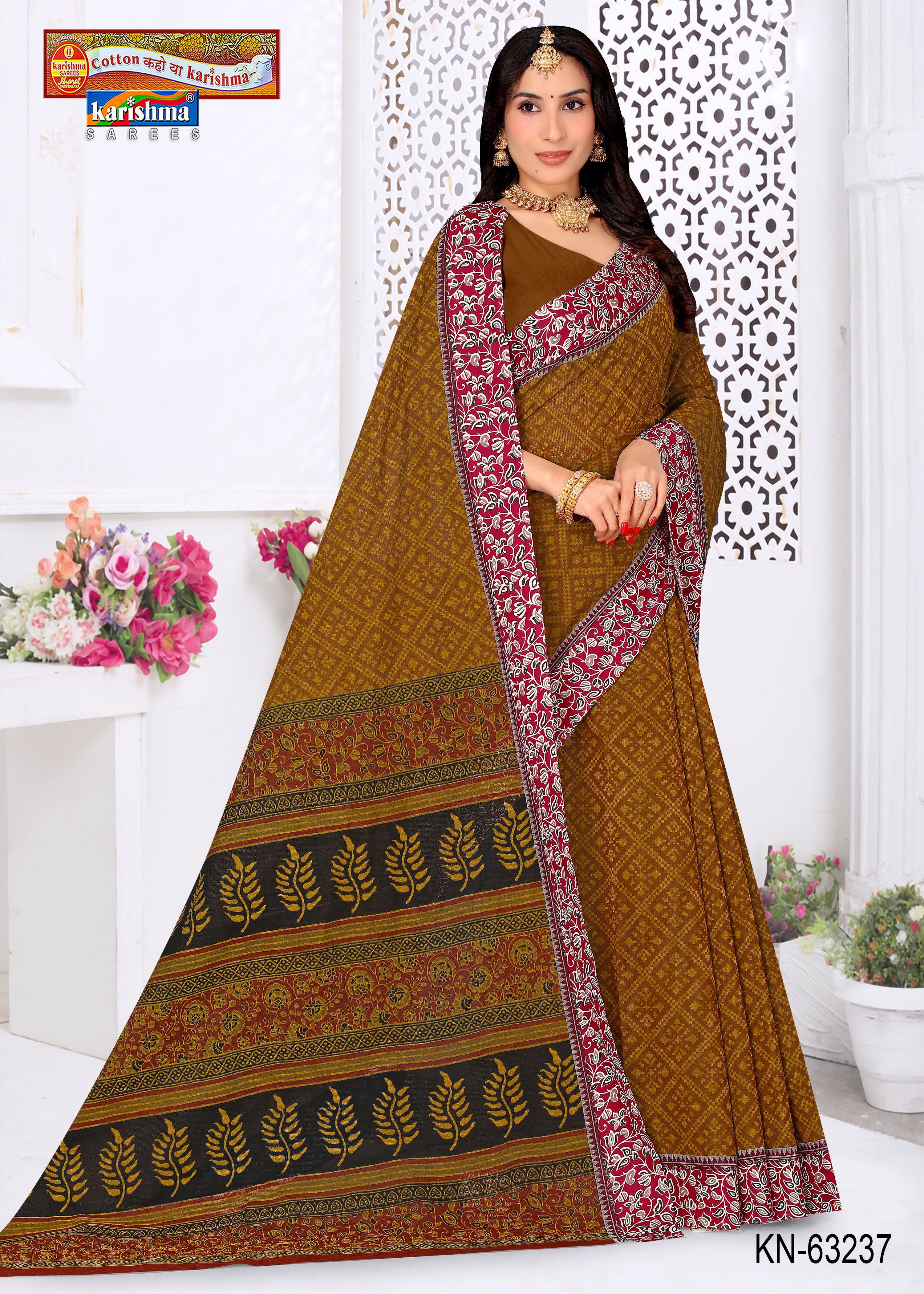 Frond Vine Border Muslin Saree
