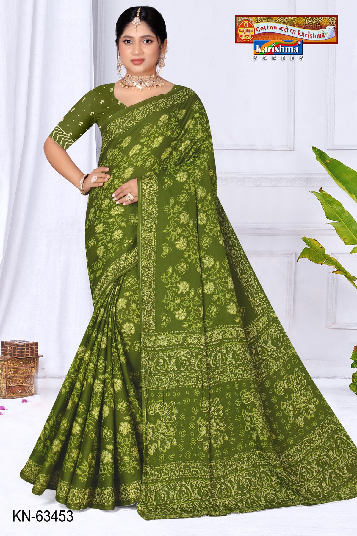 Batik Floral Border Malai Saree
