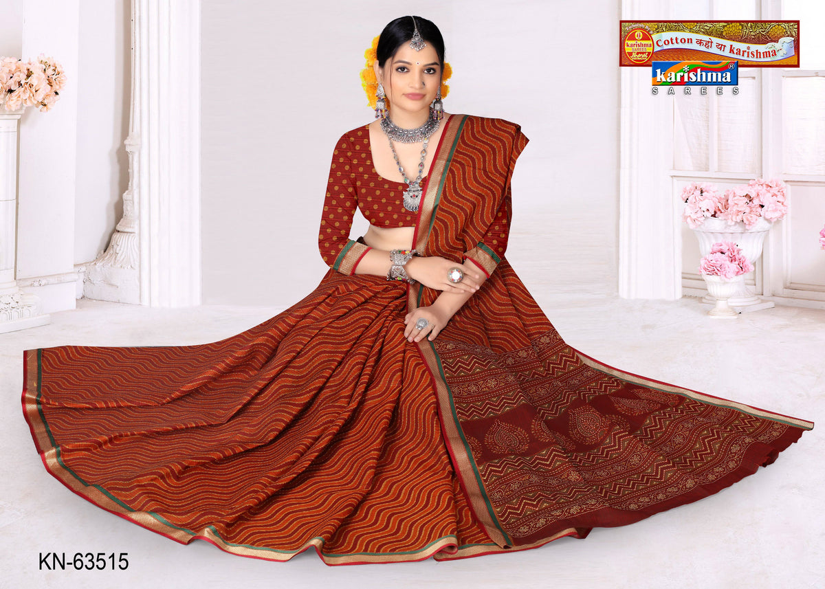 Leheriya Check Pallu Muslin Saree