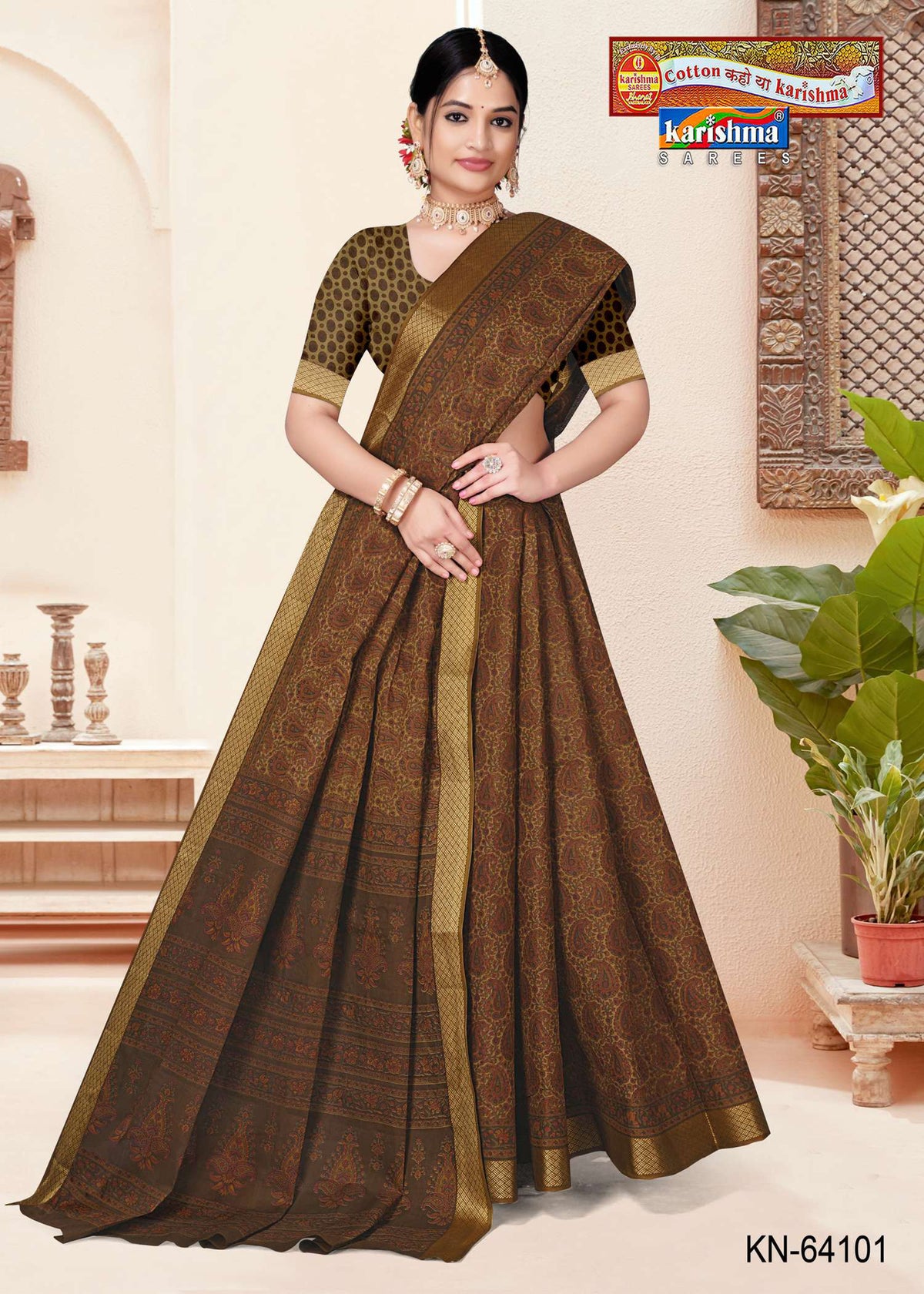 Paisley Dot Cluster Mulmul Saree