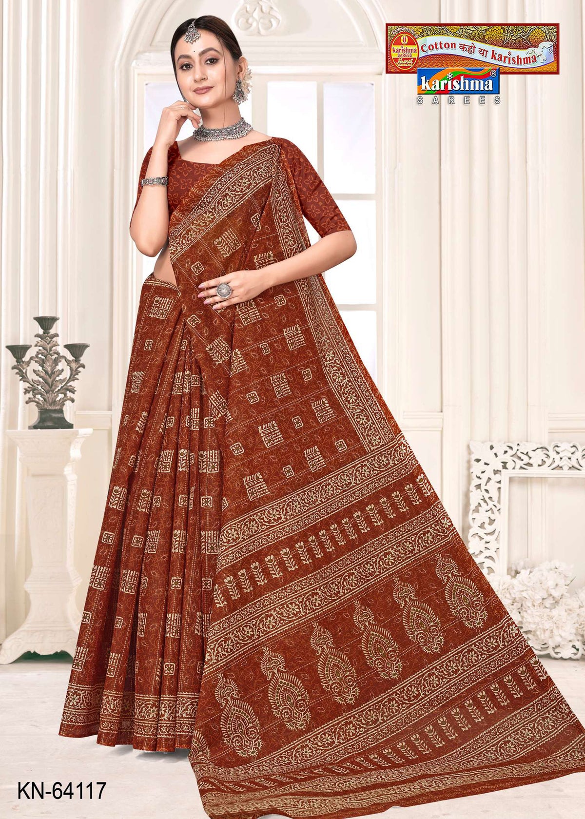 Buta Diagonal Pallu Mulmul Saree