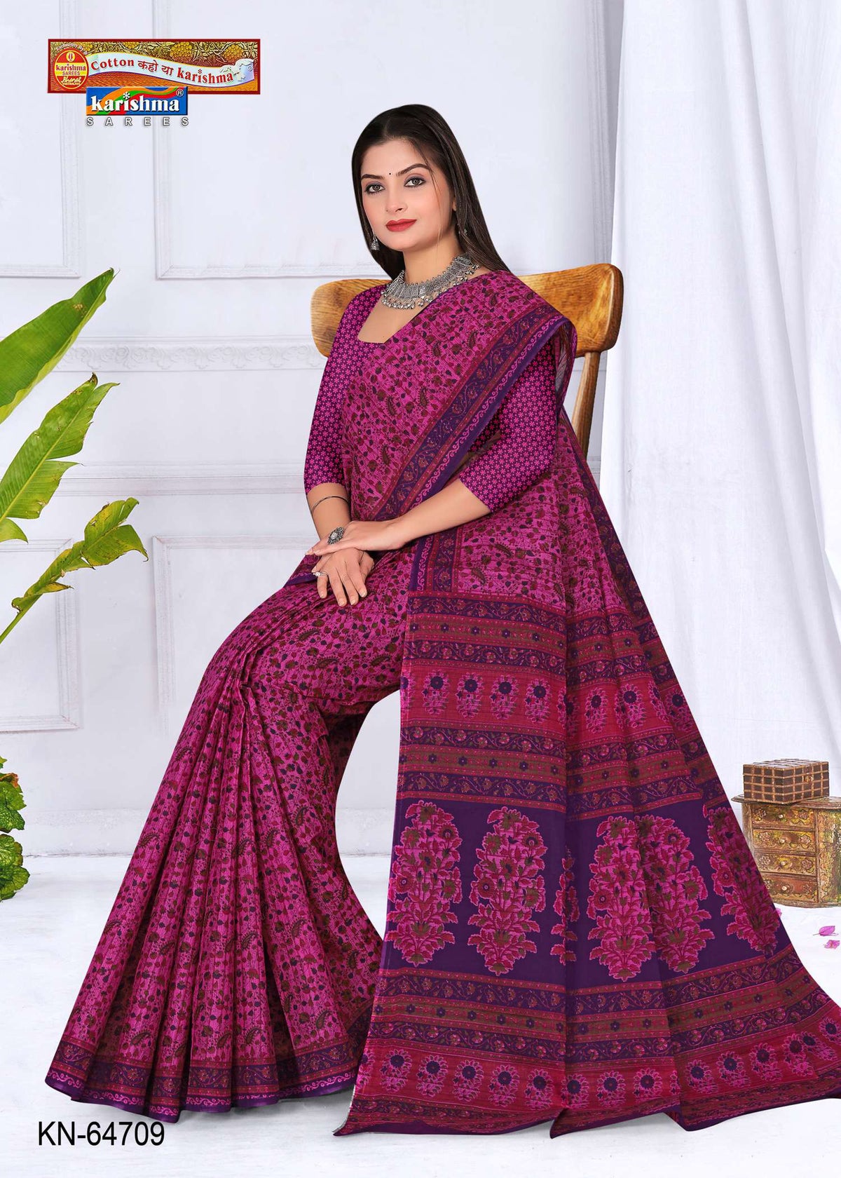Floral Butti Pallu Mulmul Saree