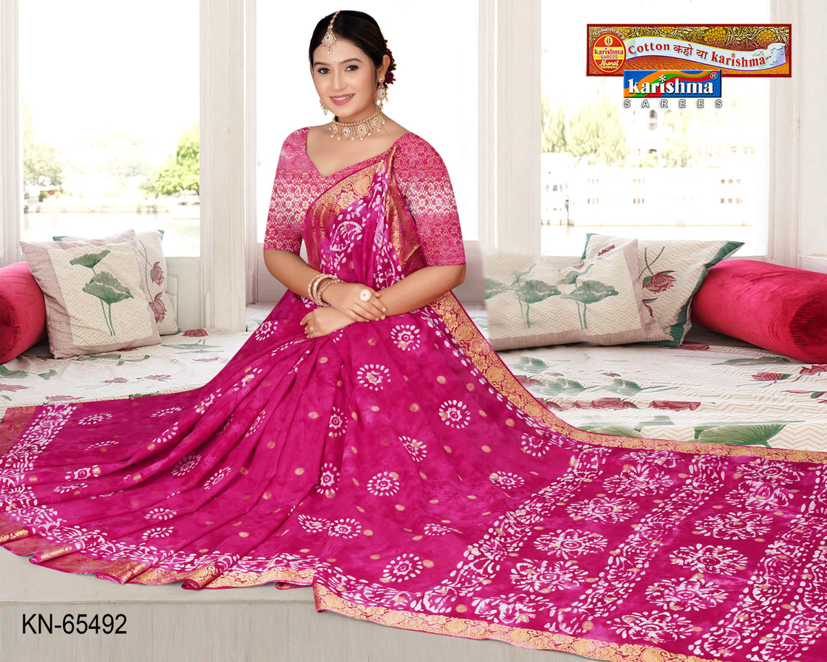 Batik Bloom Border Malai Saree