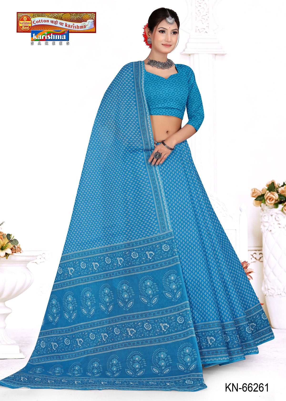 Broad Paisley Floret Border Mulmul Saree