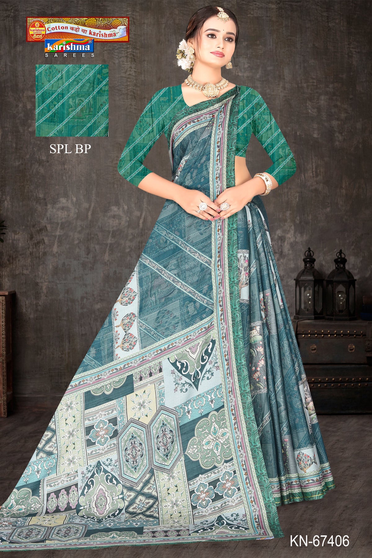 Patchwork Tile Pallu Malai Saree