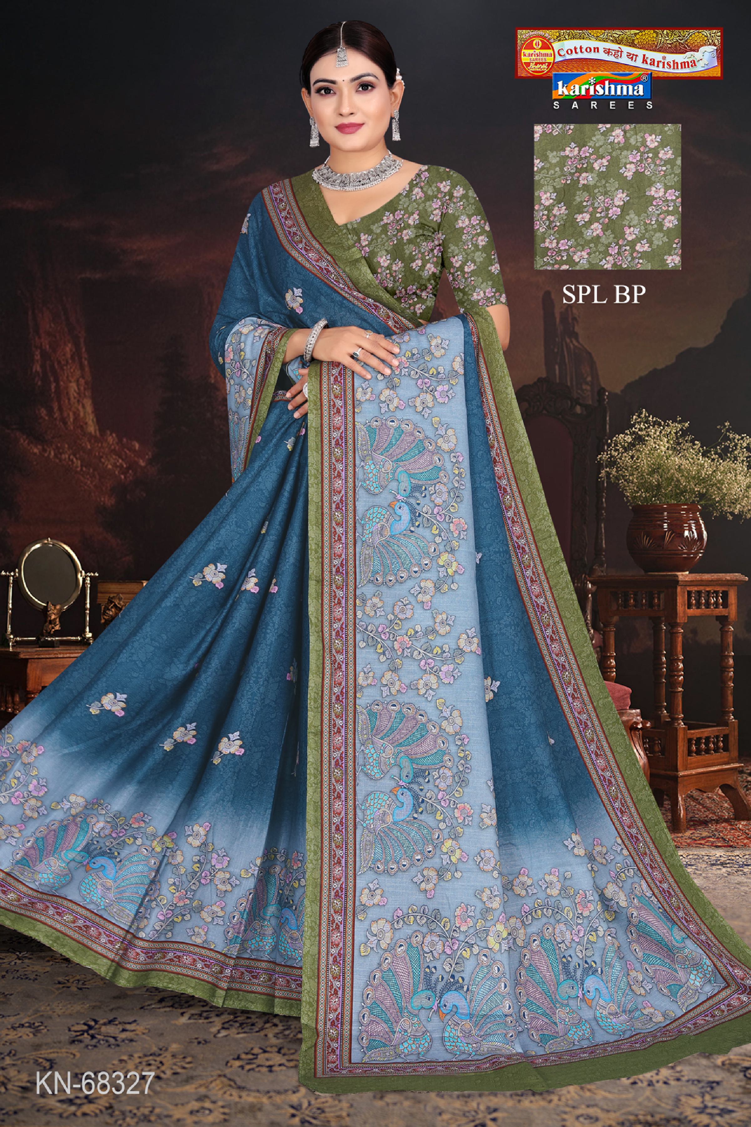 Tanchoi Peacock Motif Malai Saree
