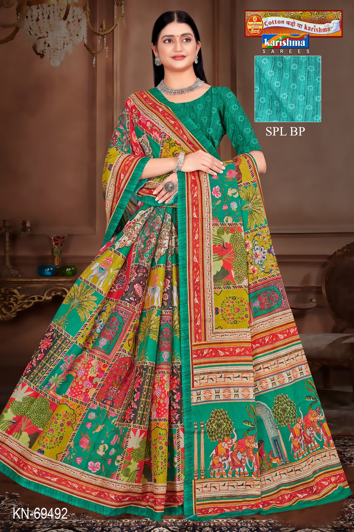 Blue Pure Cotton Malai (Soft) Saree With Modern design