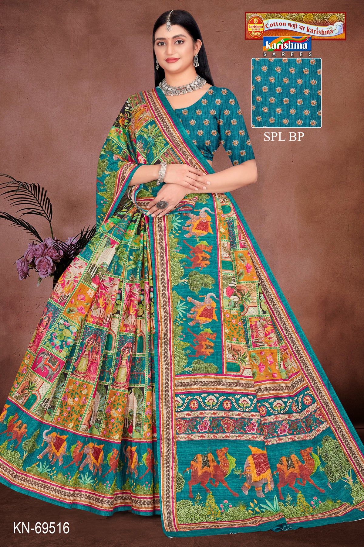Blue Pure Cotton Malai (Soft) Saree With Modern design