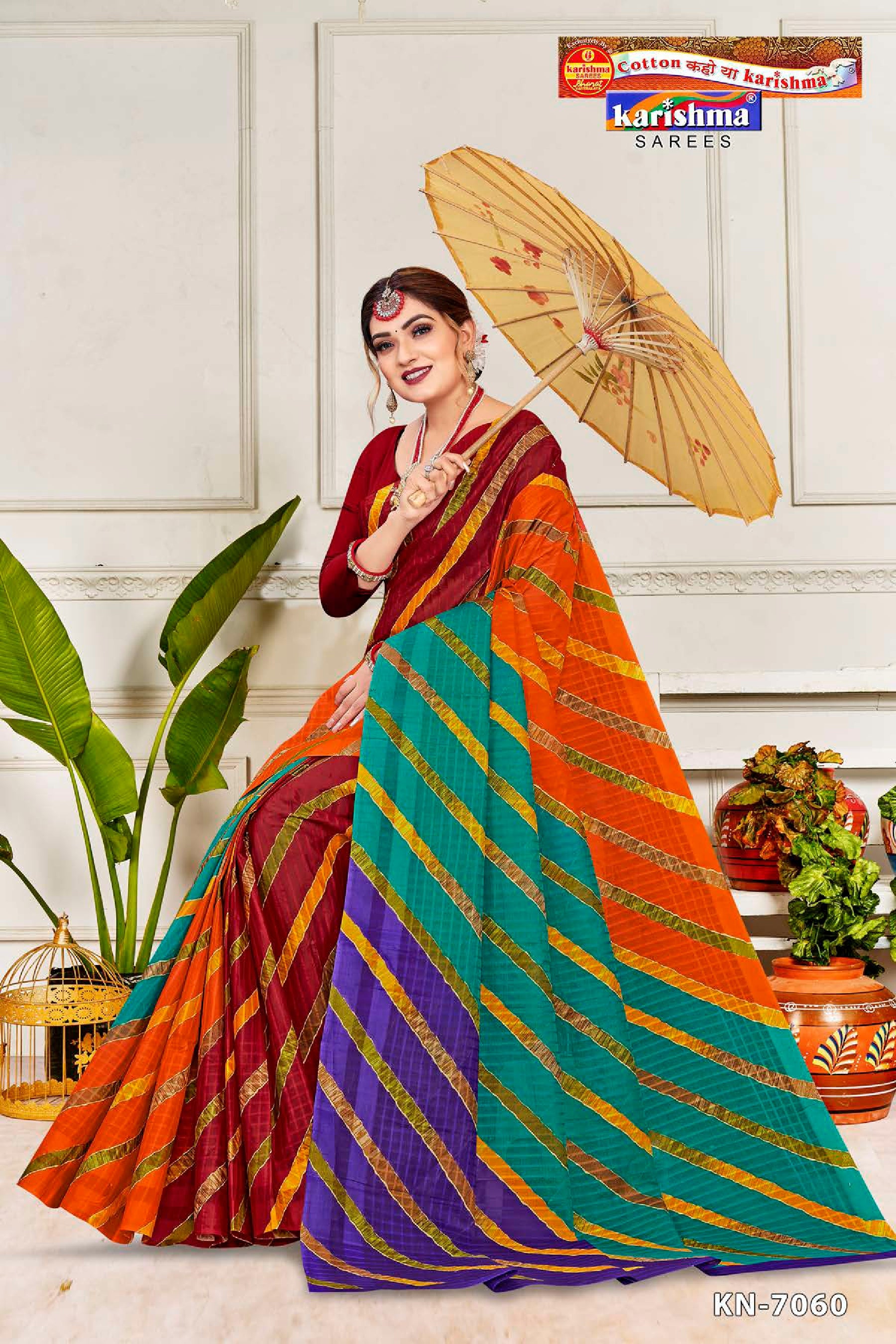 Maroon Multicolour Traditional Rajasthani Leheriya Pure Mulmul Cotton Saree