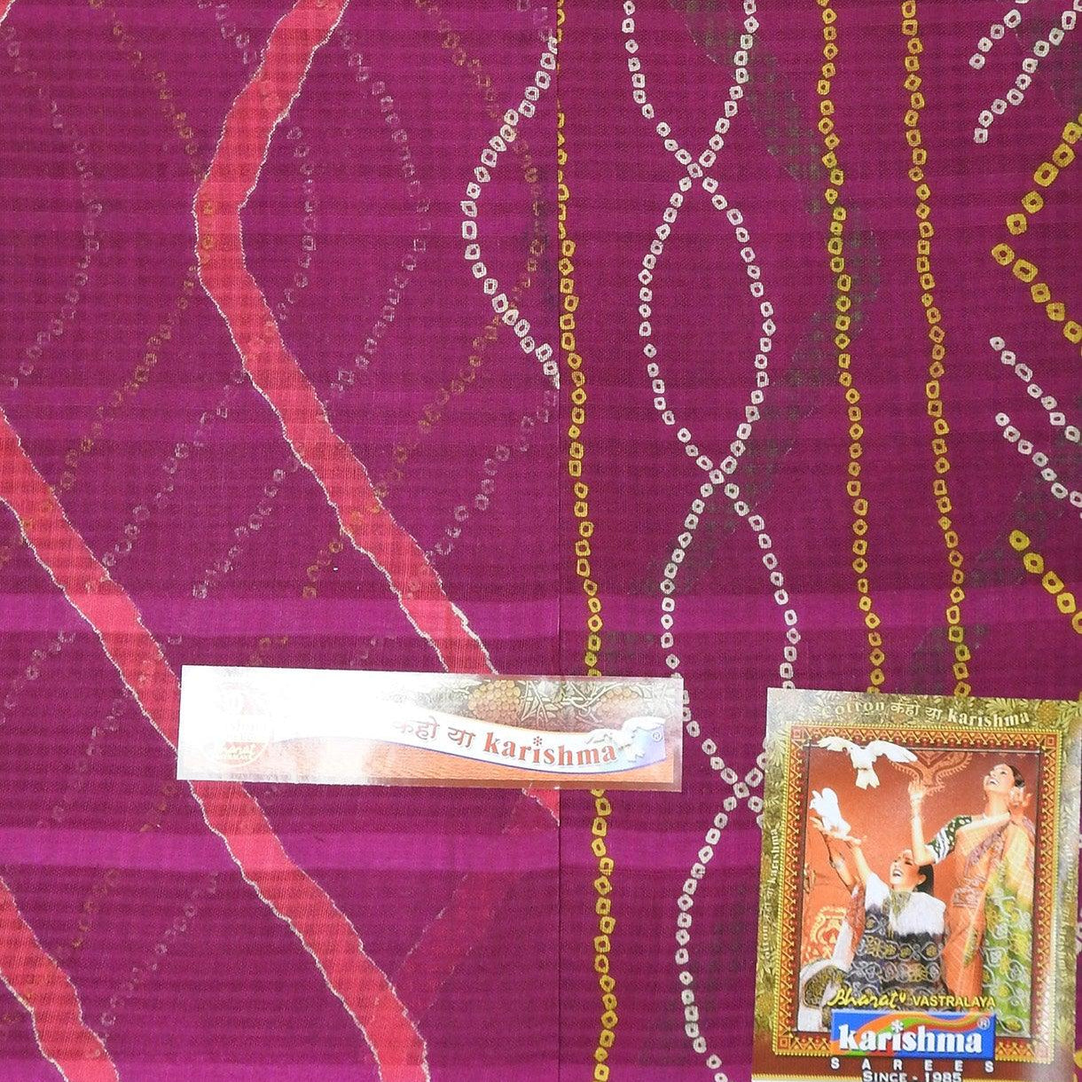 Pink Leheriya Style Design Printed Pure Mulmul Cotton Saree - Shop Karishma