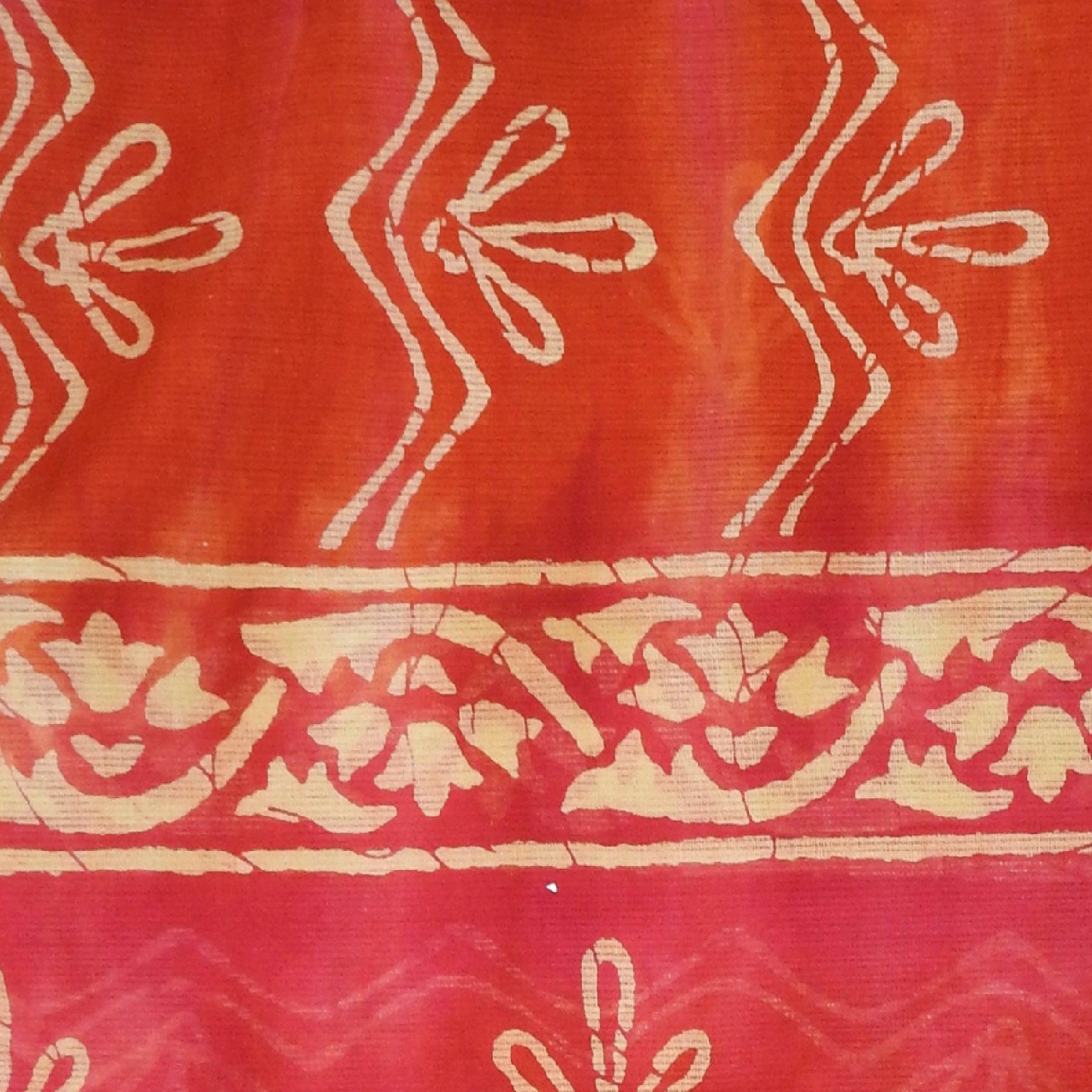 Pink & Orange Pure Mulmul Cotton Shibori Style Saree with Zari Border - Shop Karishma