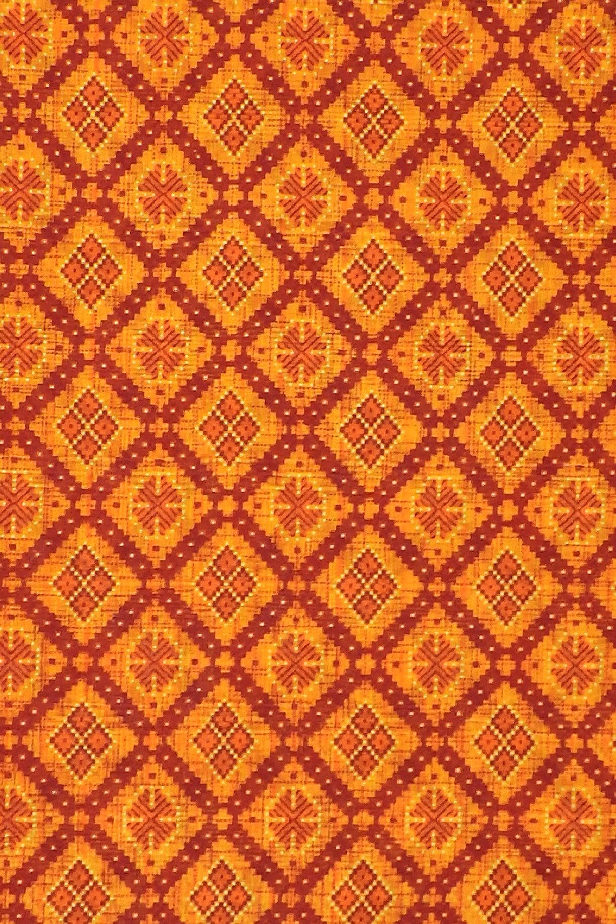 Yellow Traditional Ethnic Designs Printed Pure Mulmul Cotton Zari Border Saree - Shop Karishma