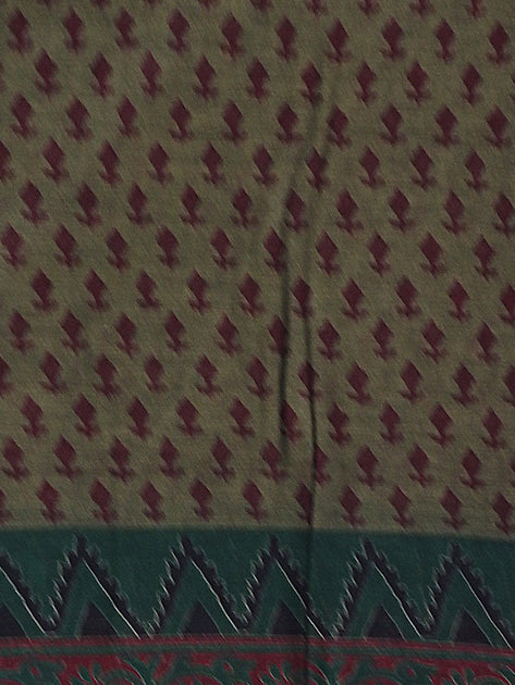 Brown Handloom Butti Design Printed Pure Soft Muslin Cotton Saree with Zari Border - Shop Karishma