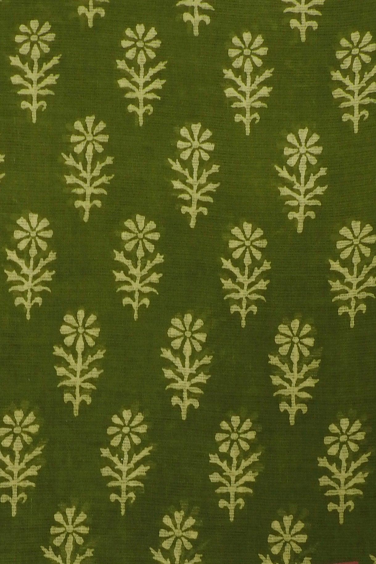 Green Batik Butti Style Design Soft Malai Cotton Saree - Shop Karishma