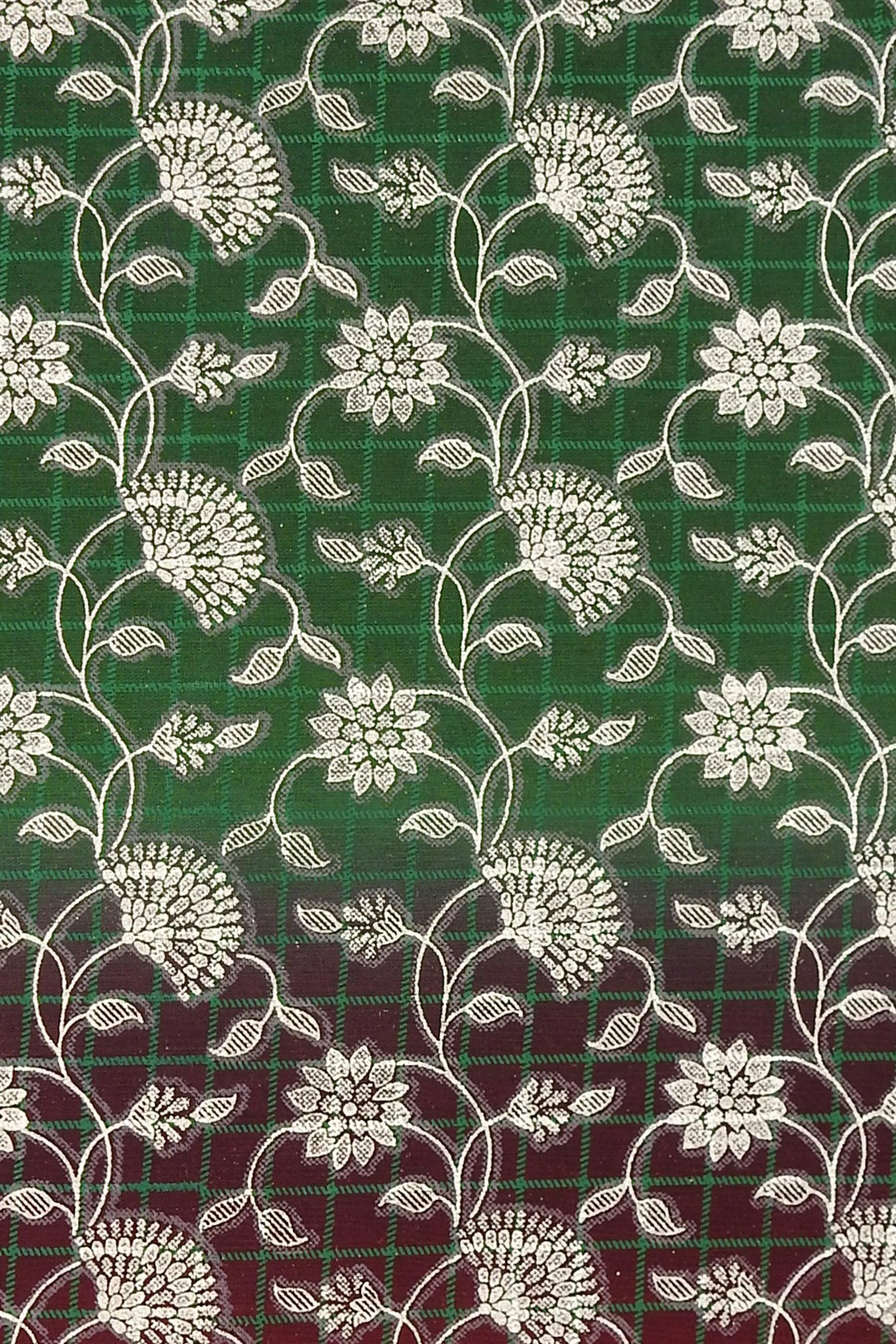 Green Traditional Banarasi Jacquard Design Printed Pure Cotton Saree with Zari Border - Shop Karishma