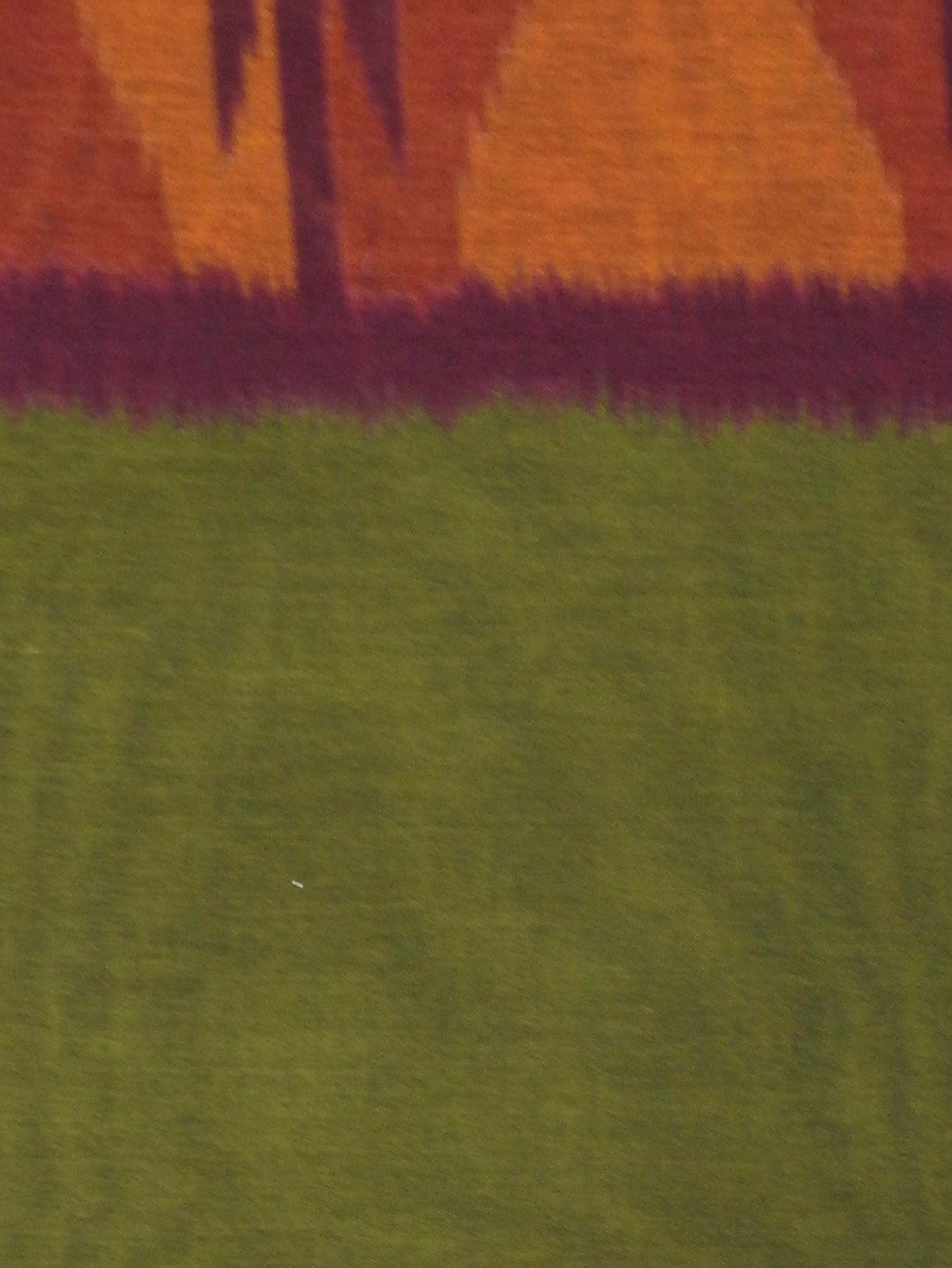 Orange Green Traditional Handloom Pattern Design Printed Pure Muslin Cotton Saree - Shop Karishma