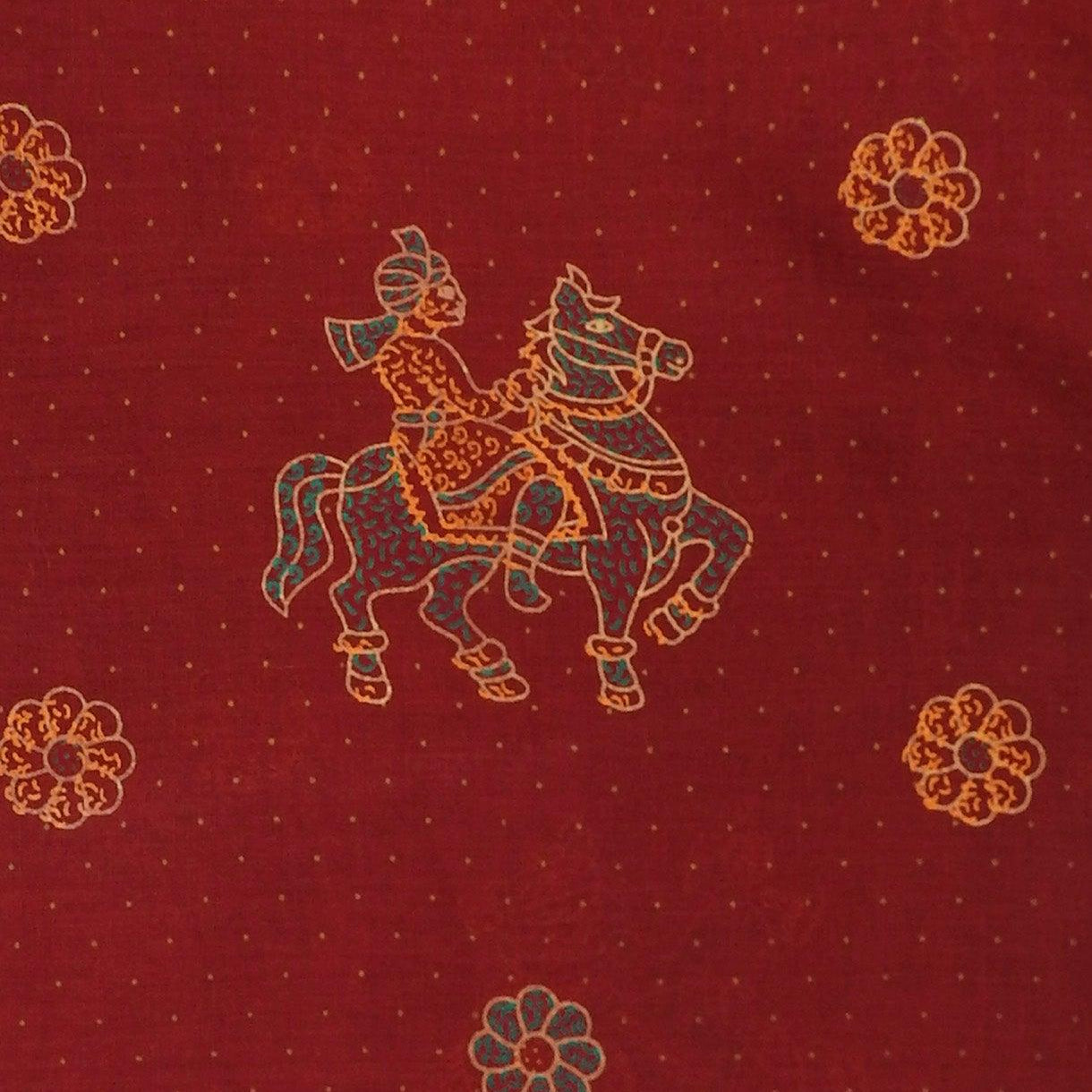 Red Green Shaded Elephant Print Design Soft Malai Cotton Saree - Shop Karishma