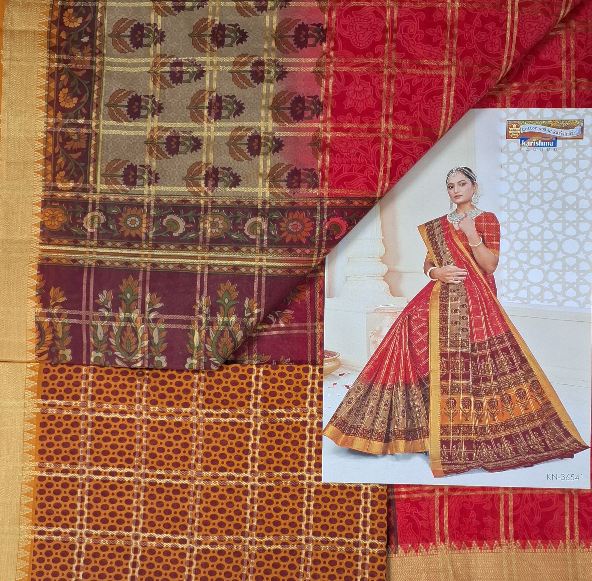 Peach Gold Zari Festive Floral Design Printed Mulmul Pure Cotton Saree with Border