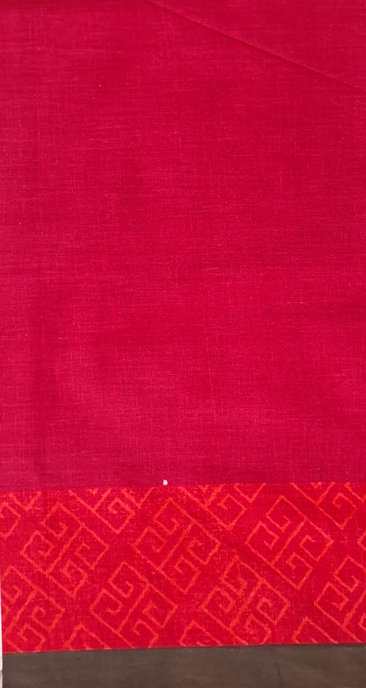 Red Warli Gold Festive Design Printed Mulmul Pure Cotton Saree